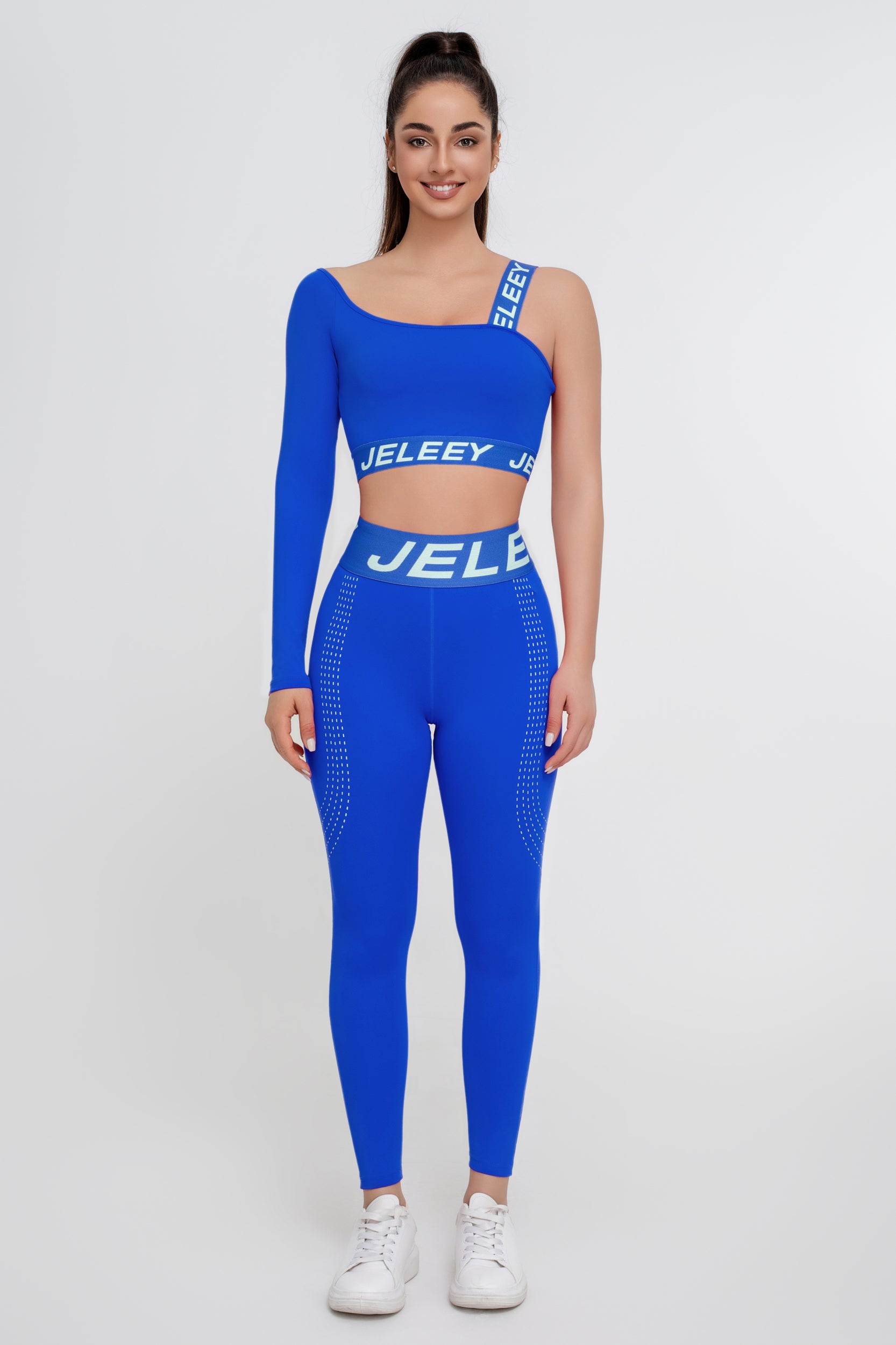 Traje deportivo sexy de dos piezas a juego de color rosa para mujer - Jeleey