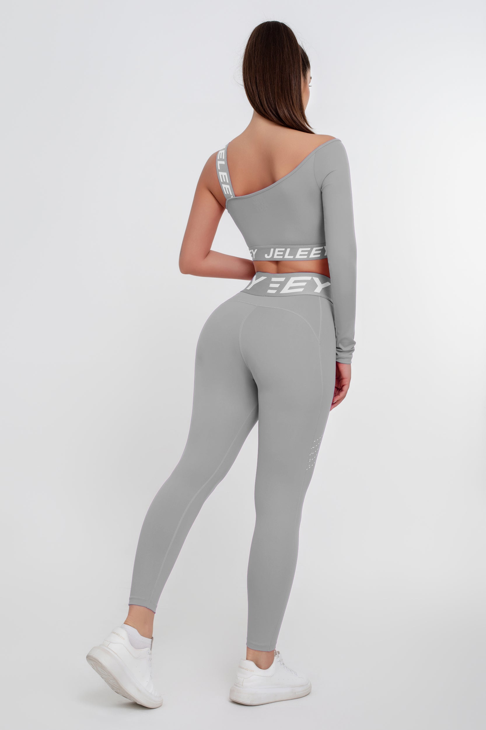 Traje deportivo sexy de dos piezas a juego de color rosa para mujer - Jeleey