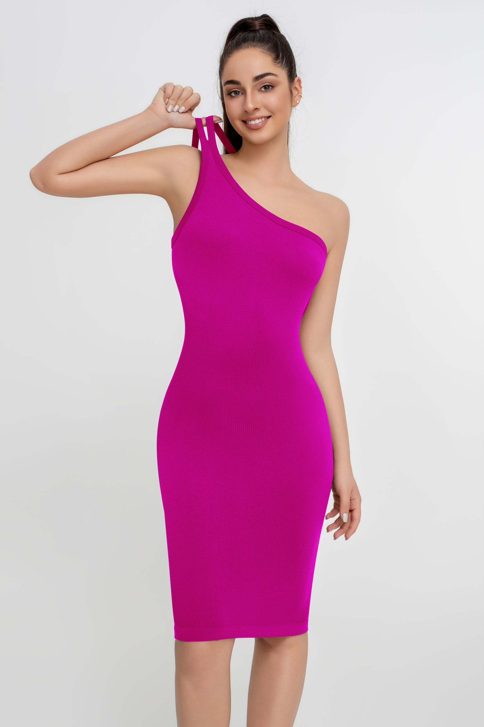Vestido ajustado de color liso con tirantes de longitud media para mujer con espalda hermosa - Jeleey