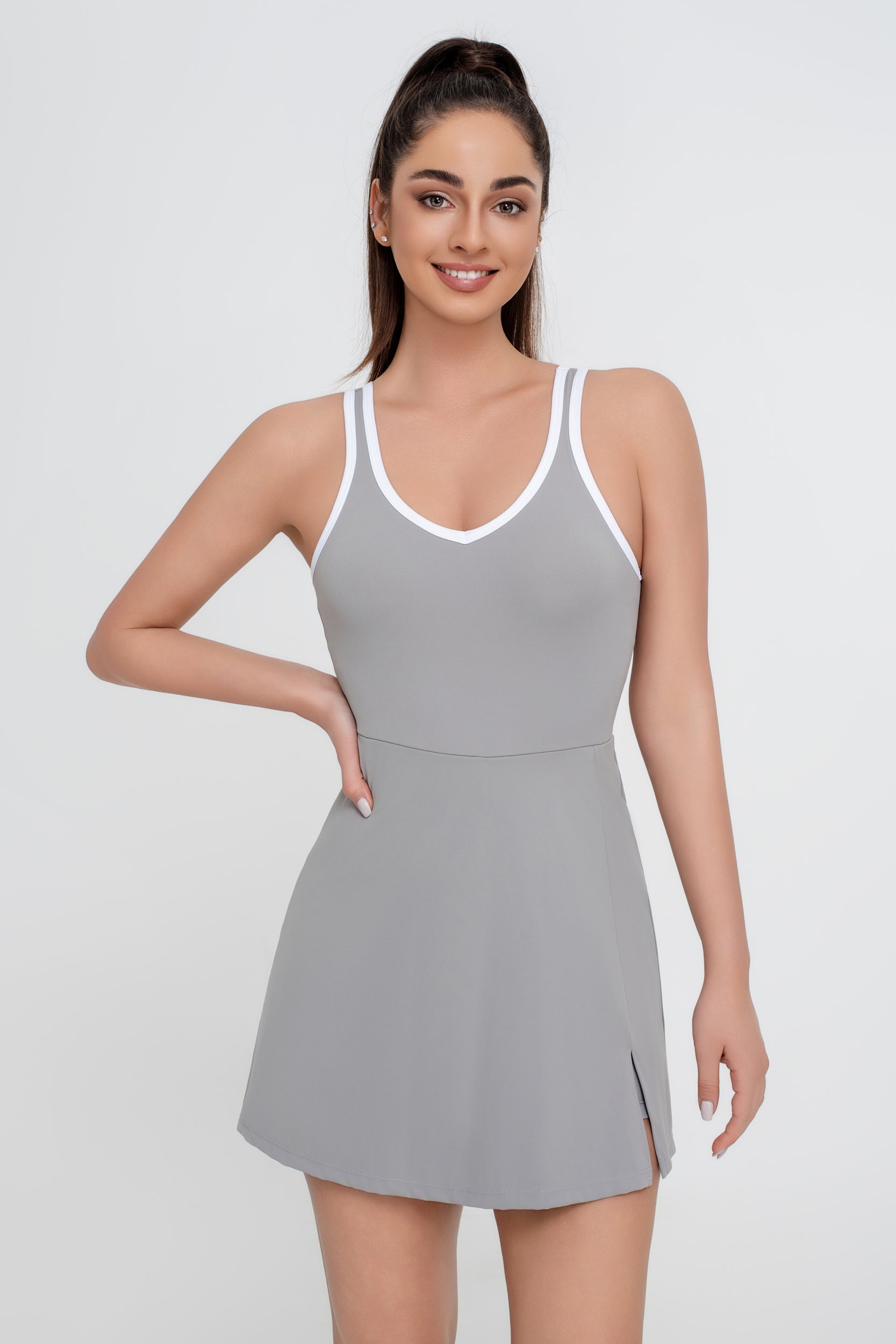Vestido corto deportivo elástico de una pieza para mujer - Jeleey
