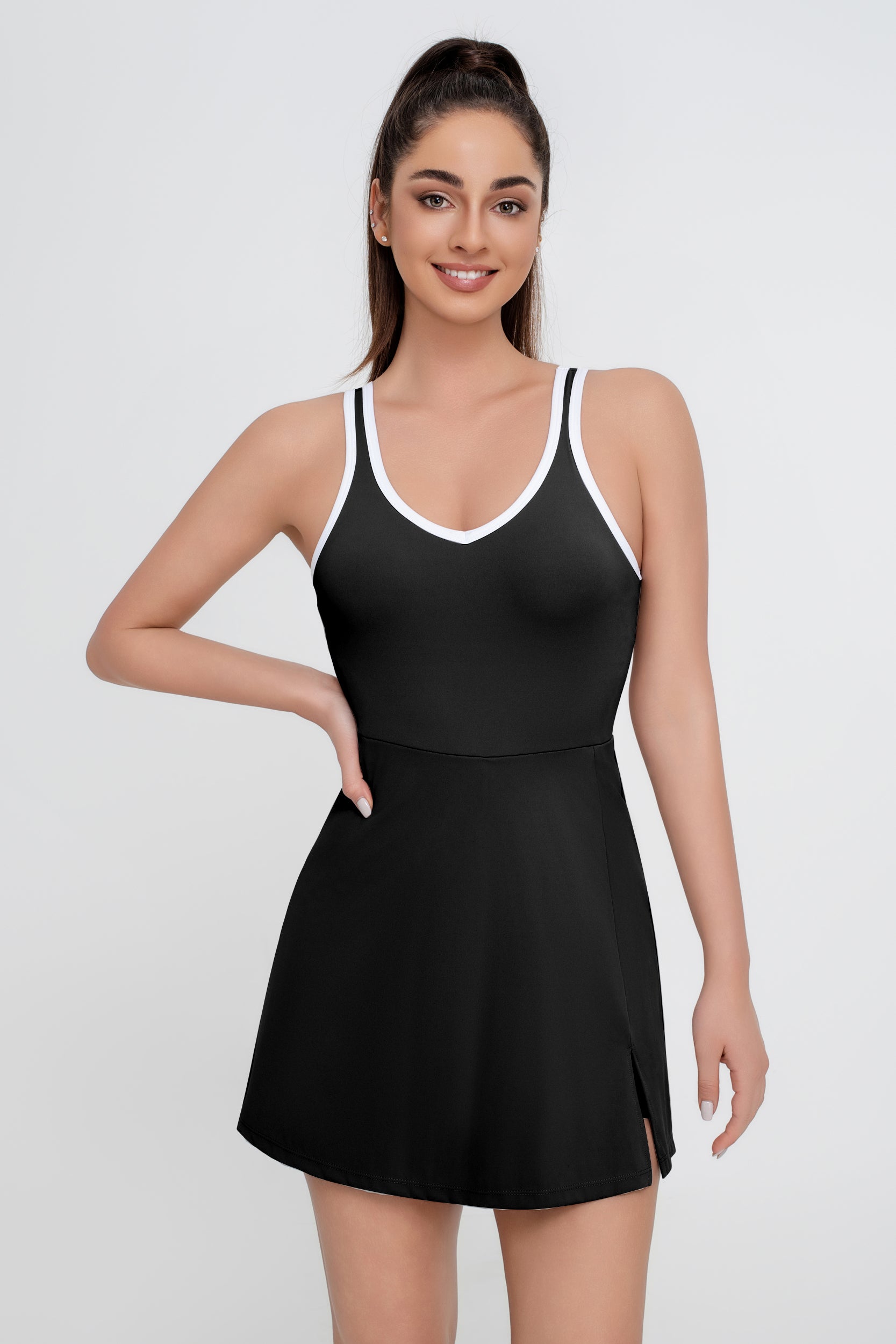 Vestido corto deportivo elástico de una pieza para mujer - Jeleey