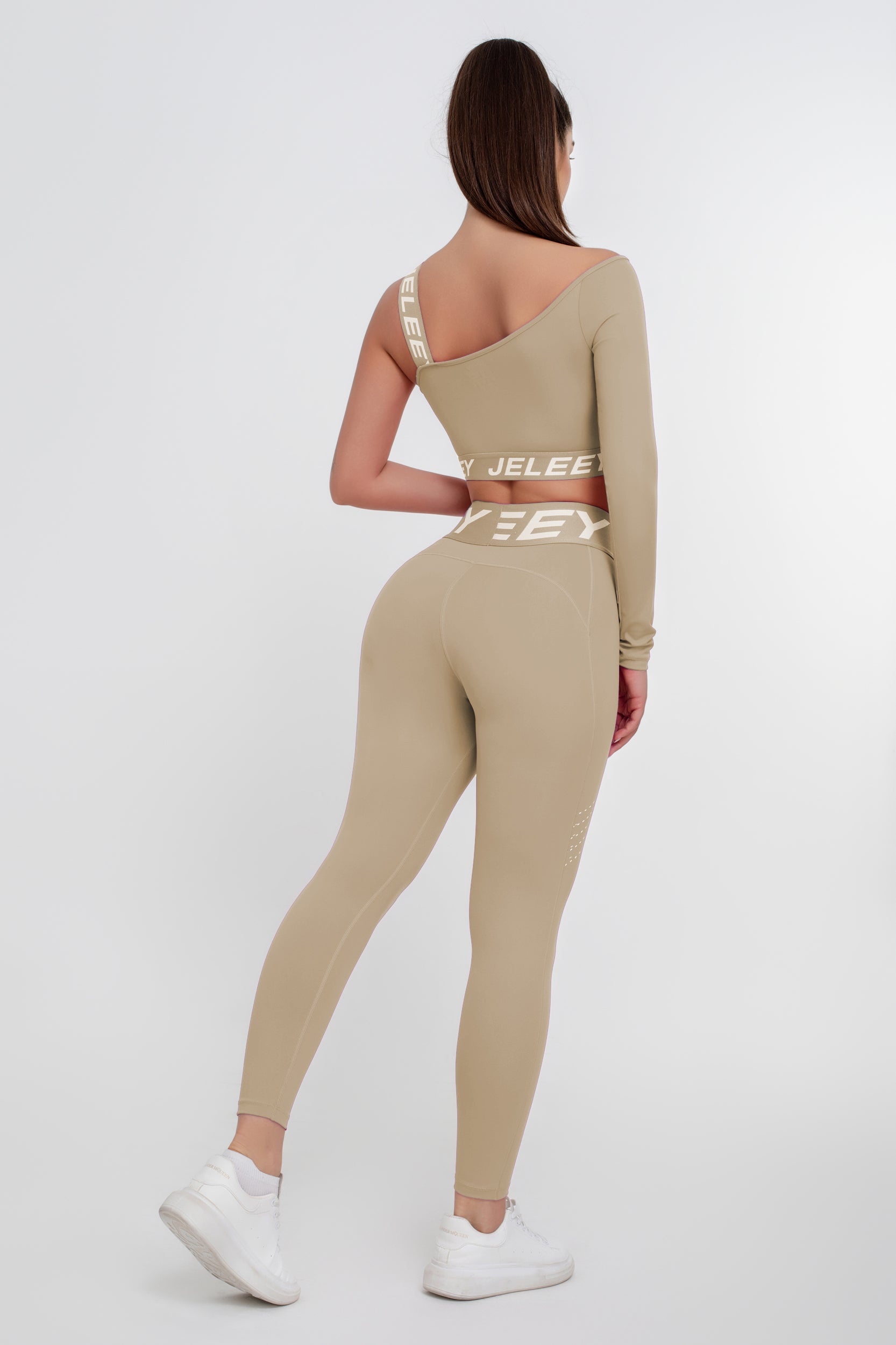 Traje deportivo sexy de dos piezas a juego de color rosa para mujer - Jeleey