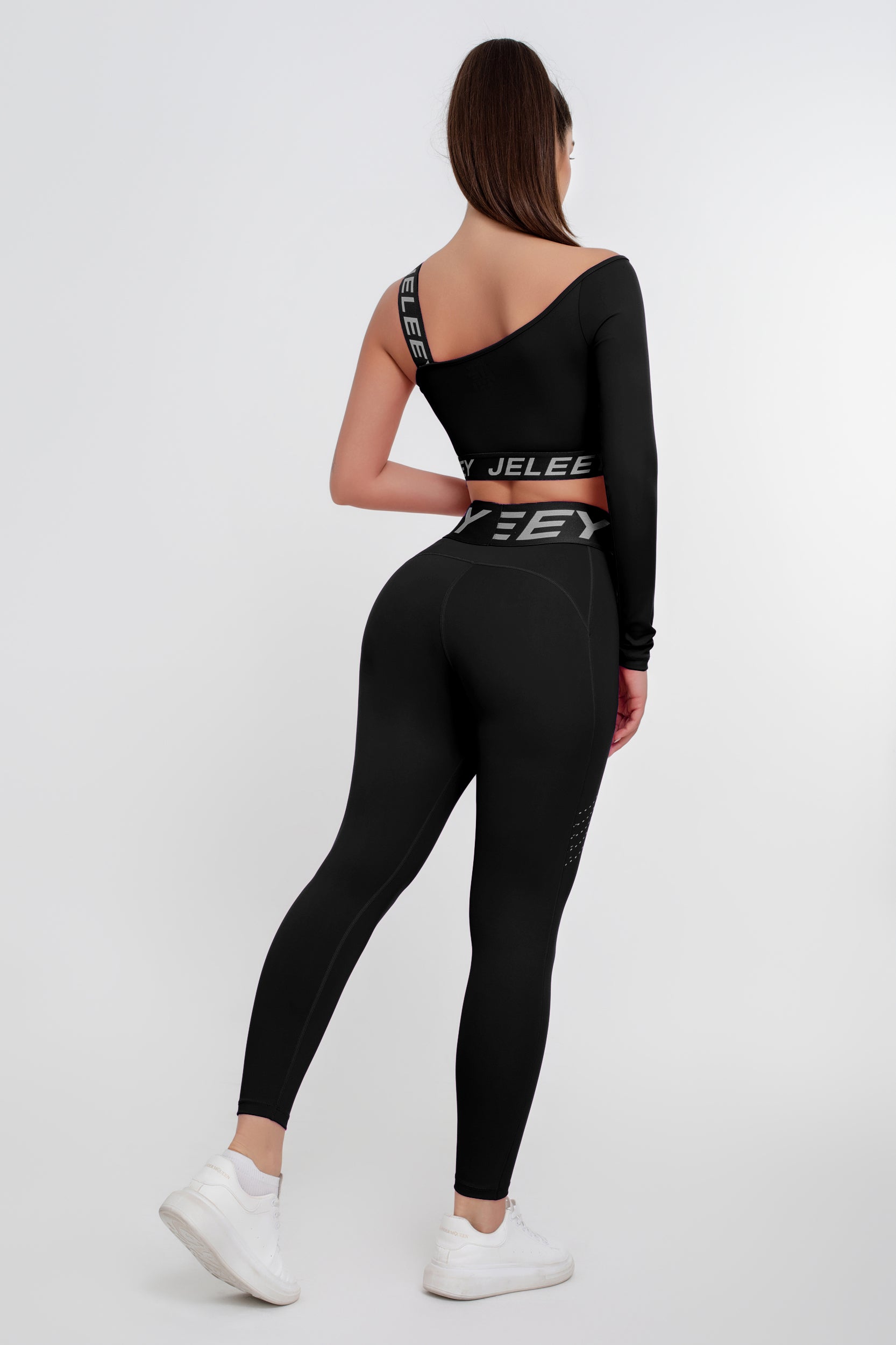 Traje deportivo sexy de dos piezas a juego de color rosa para mujer - Jeleey