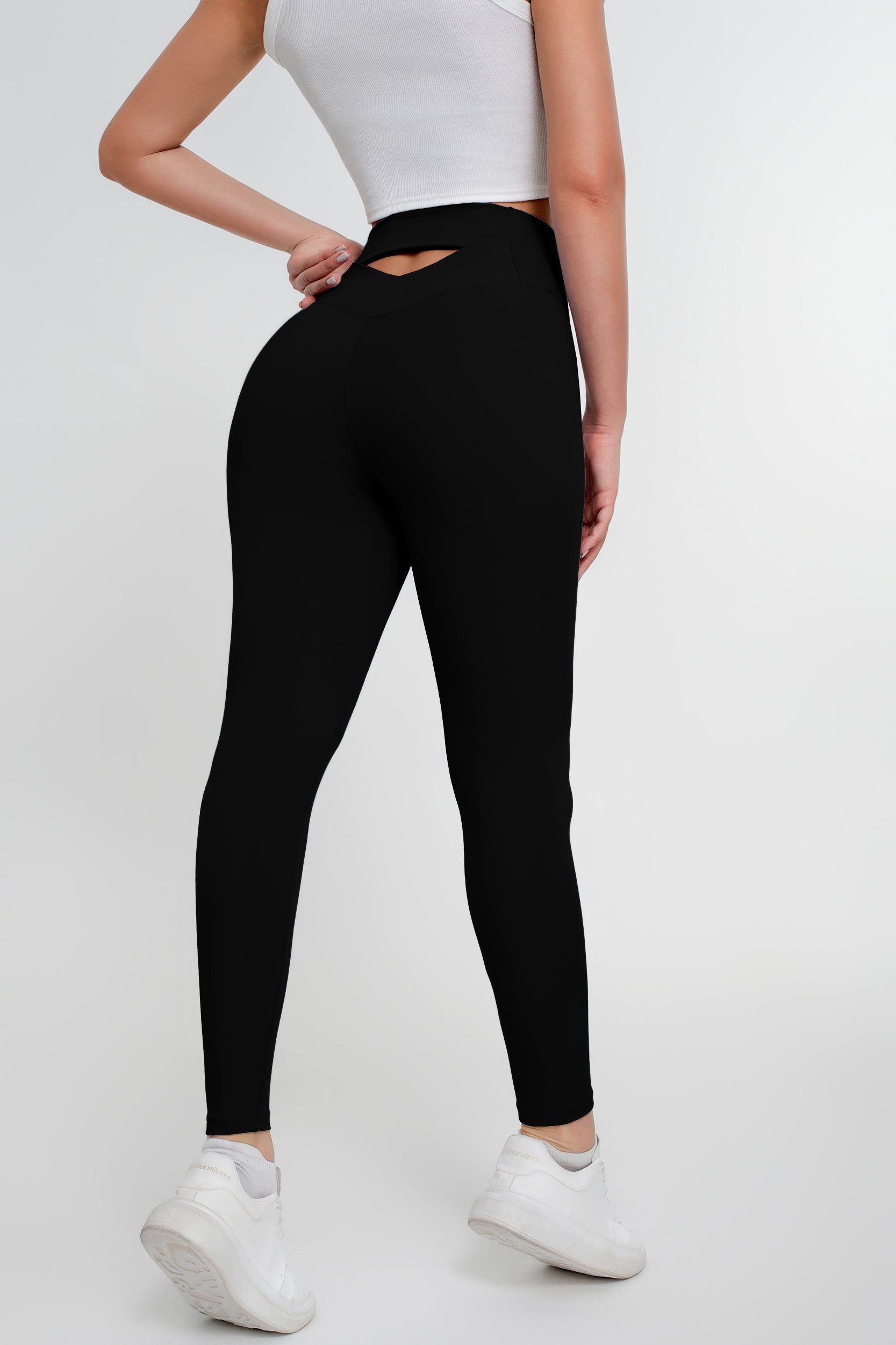 Pantalones deportivos de yoga de alta elasticidad de color sólido para mujer - Jeleey