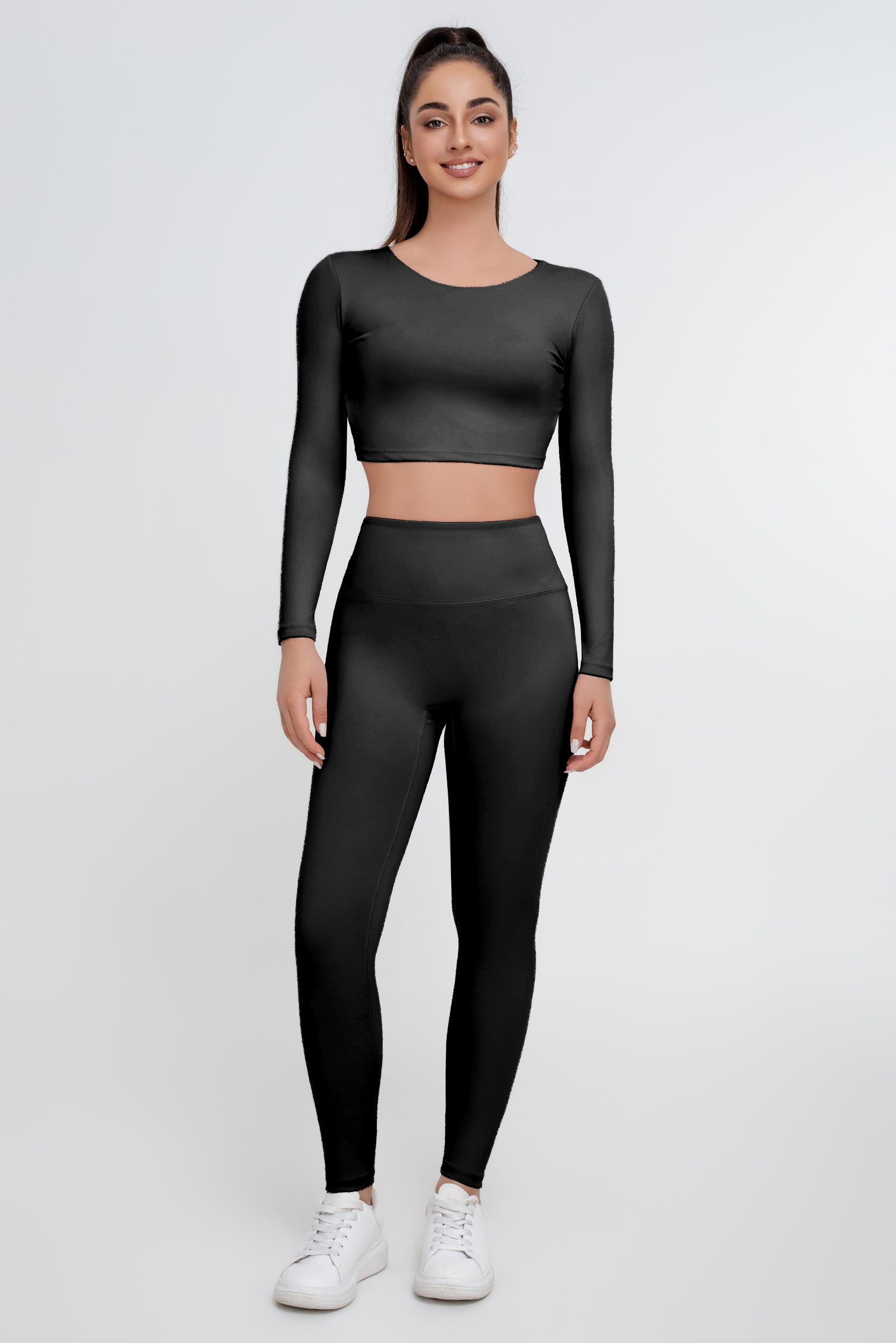 Traje deportivo de yoga sin espalda de color sólido para mujer - Jeleey