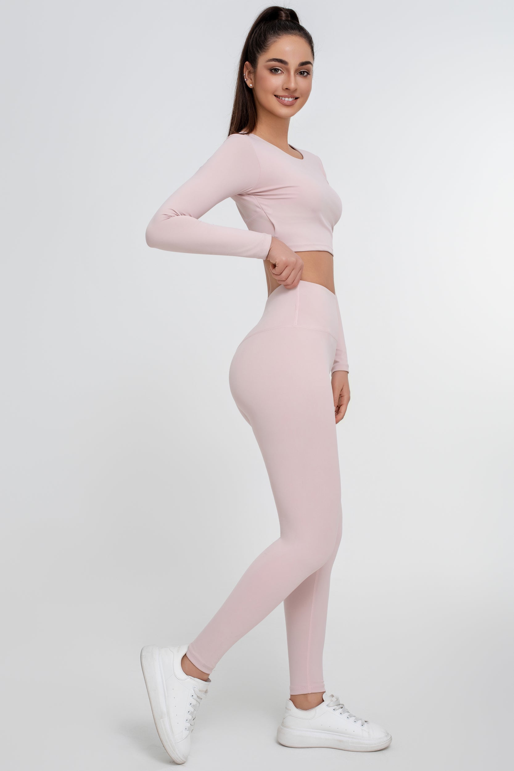 Traje deportivo de yoga sin espalda de color sólido para mujer - Jeleey
