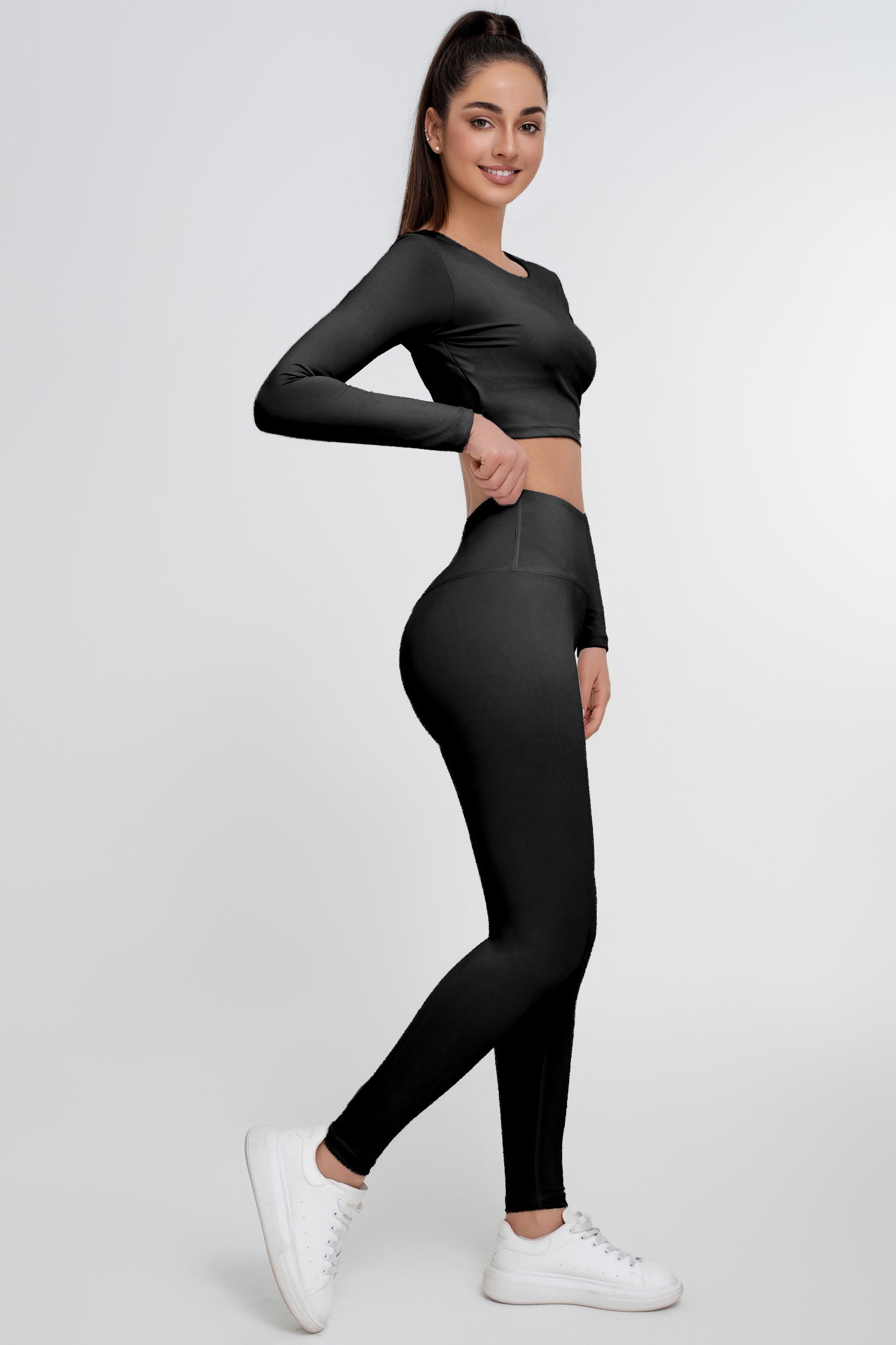 Traje deportivo de yoga sin espalda de color sólido para mujer - Jeleey