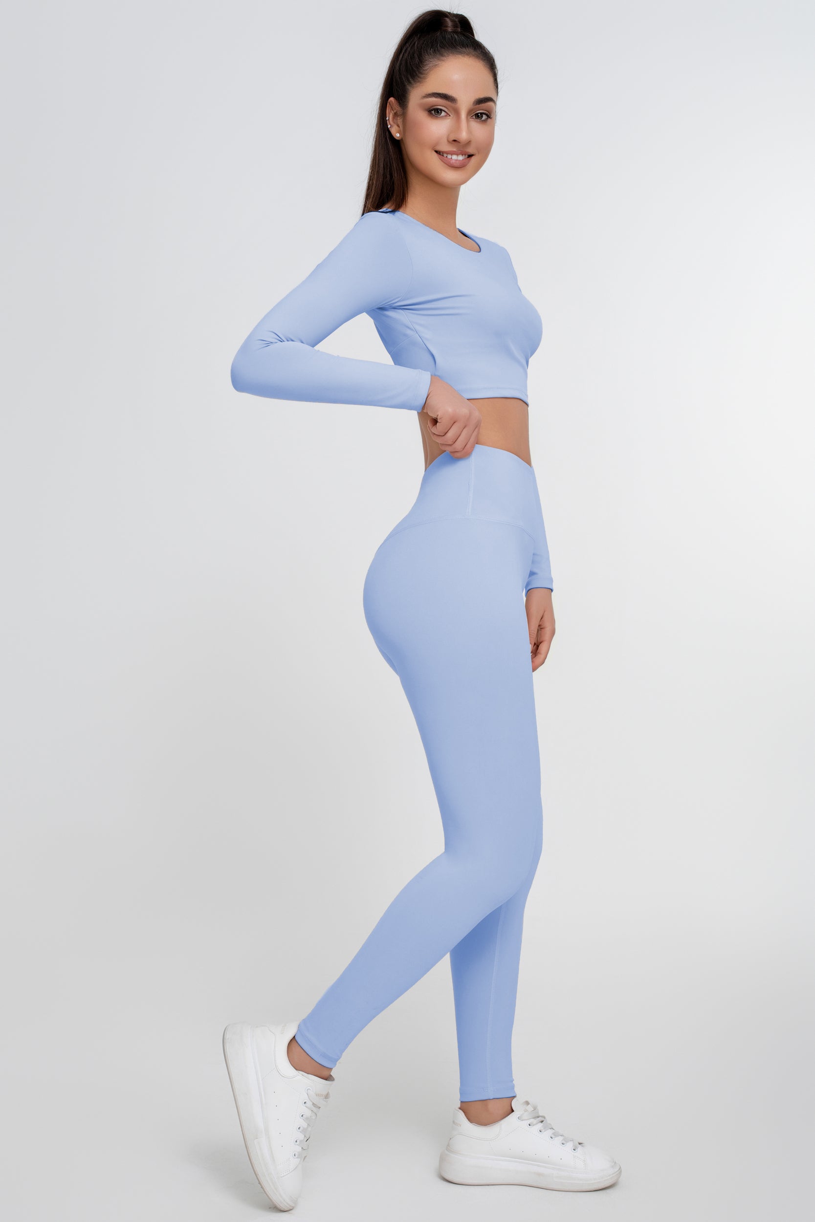 Traje deportivo de yoga sin espalda de color sólido para mujer - Jeleey
