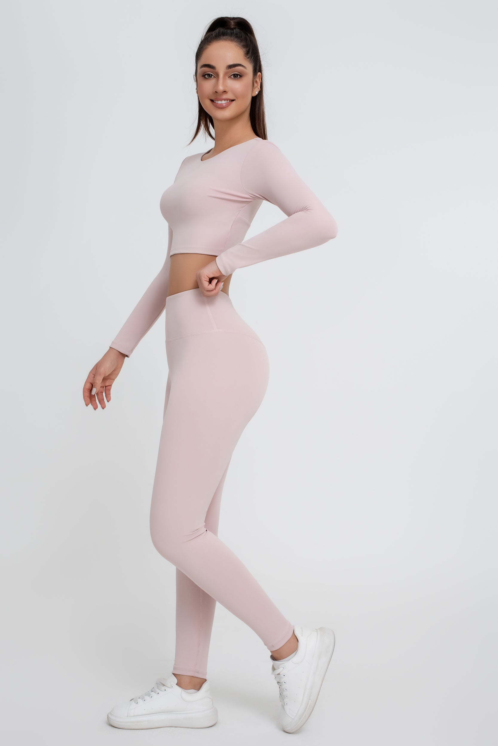 Traje deportivo de yoga sin espalda de color sólido para mujer - Jeleey