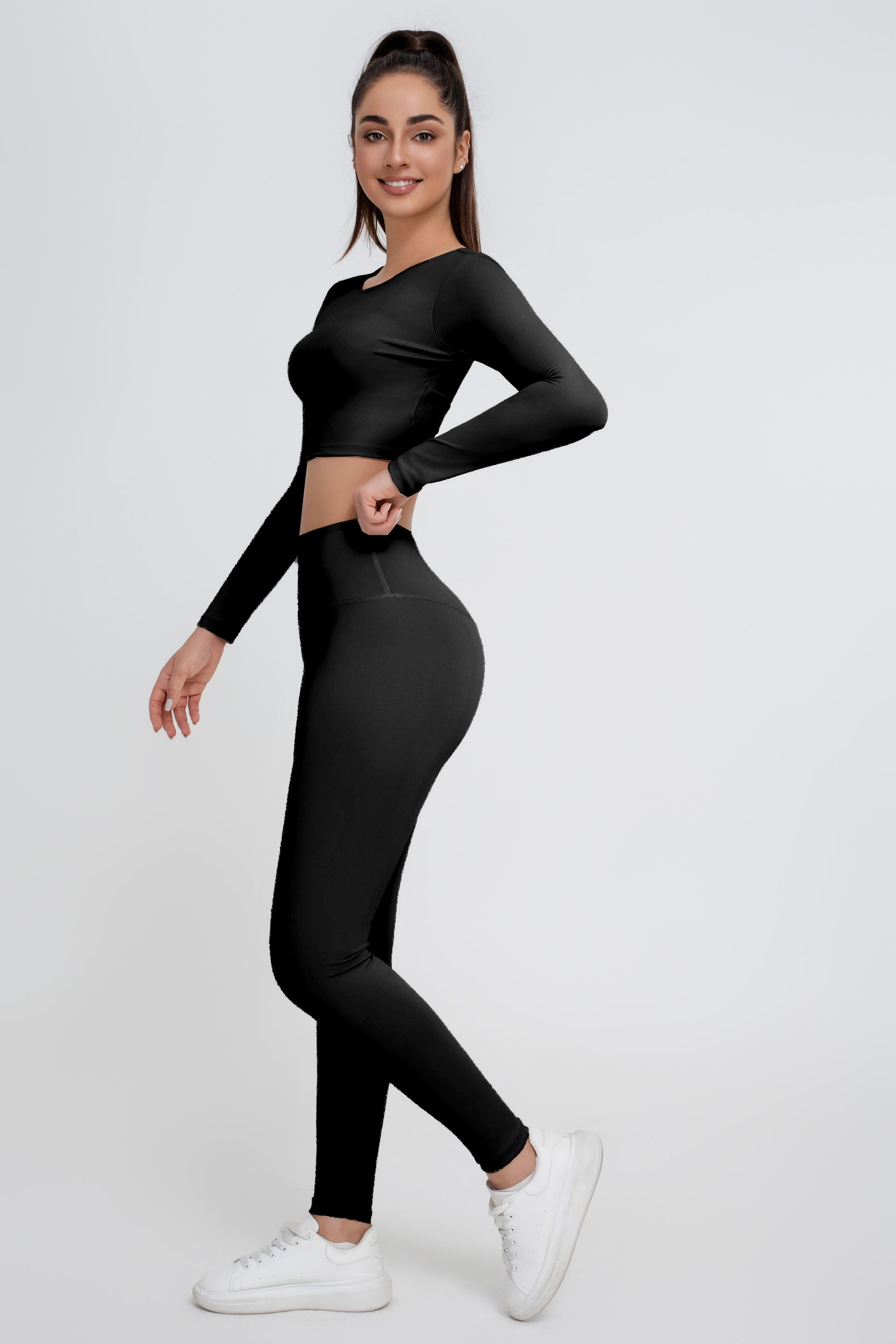 Traje deportivo de yoga sin espalda de color sólido para mujer - Jeleey