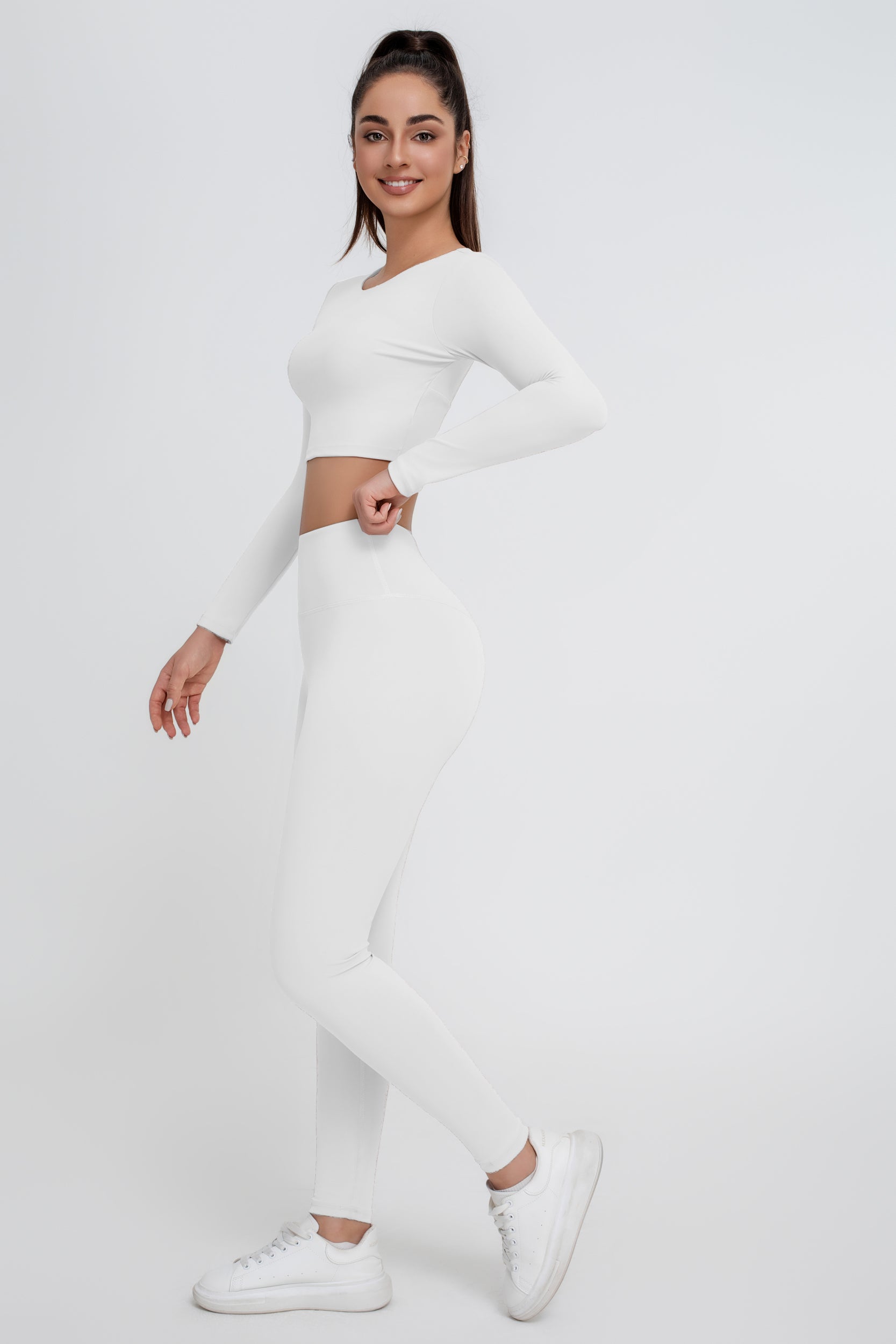 Traje deportivo de yoga sin espalda de color sólido para mujer - Jeleey