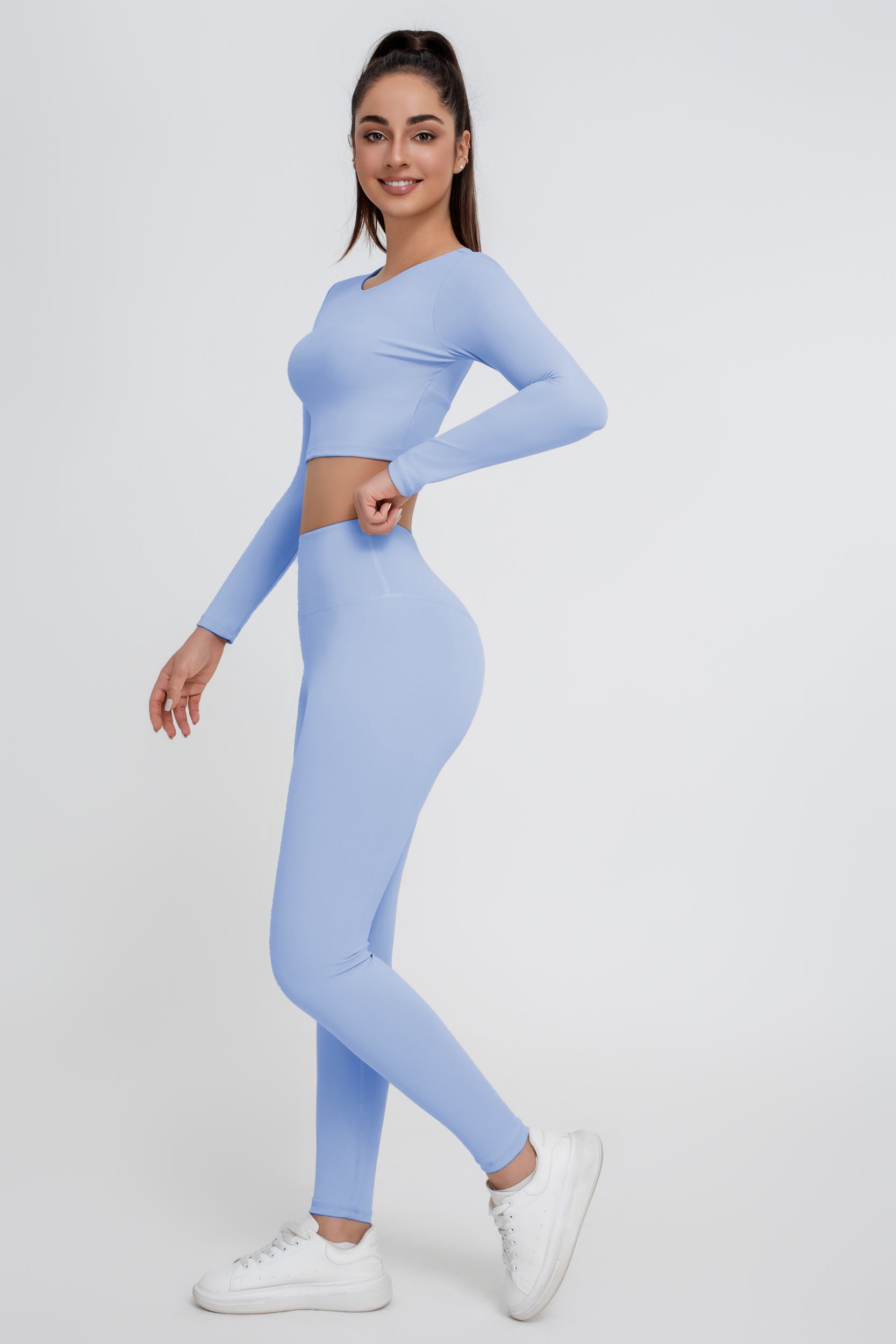 Traje deportivo de yoga sin espalda de color sólido para mujer - Jeleey