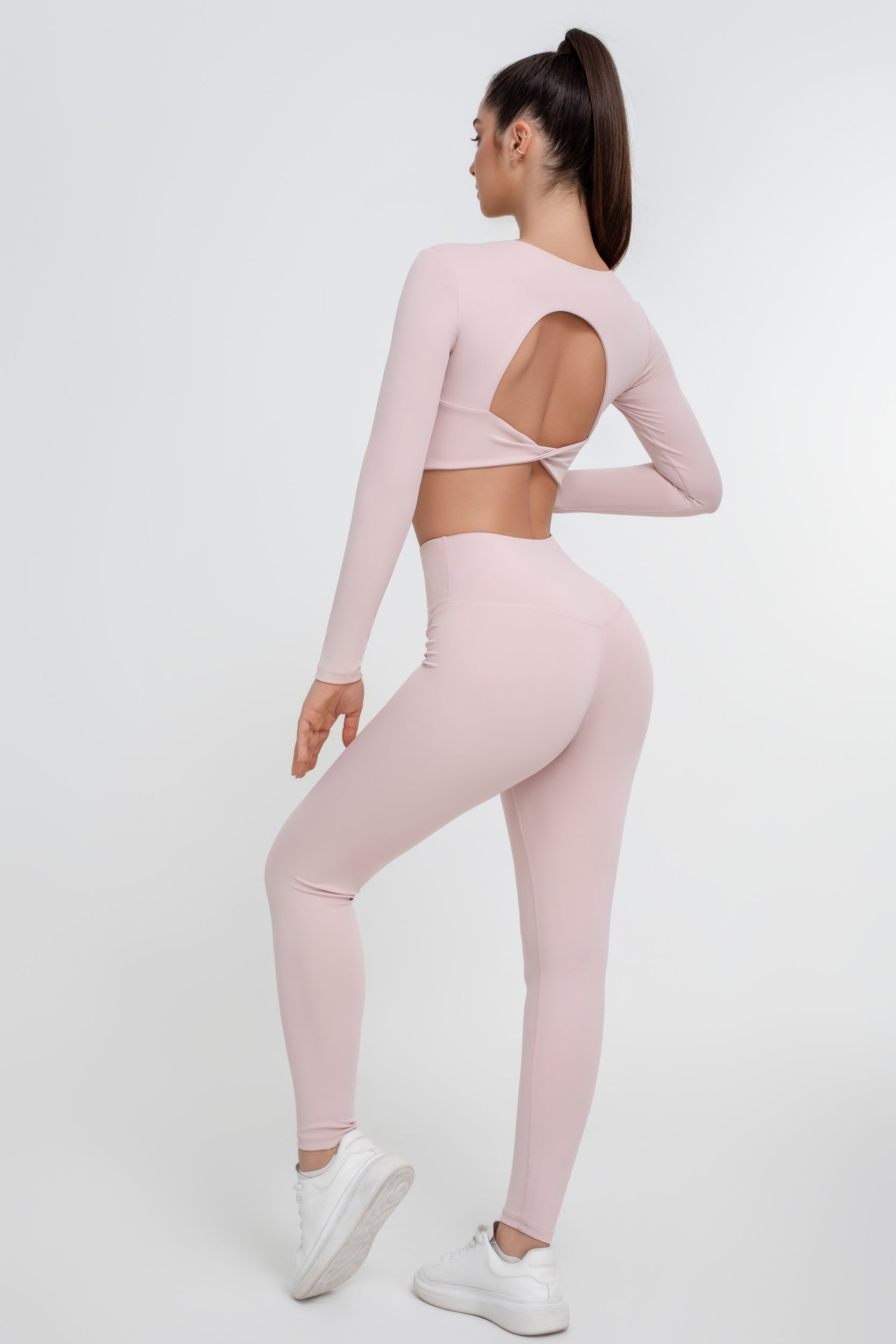 Traje deportivo de yoga sin espalda de color sólido para mujer - Jeleey