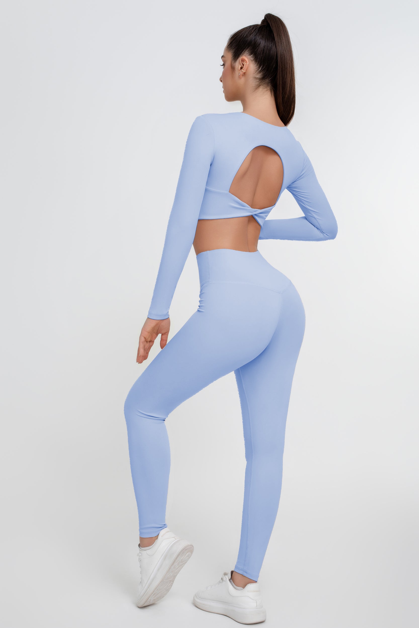 Traje deportivo de yoga sin espalda de color sólido para mujer - Jeleey