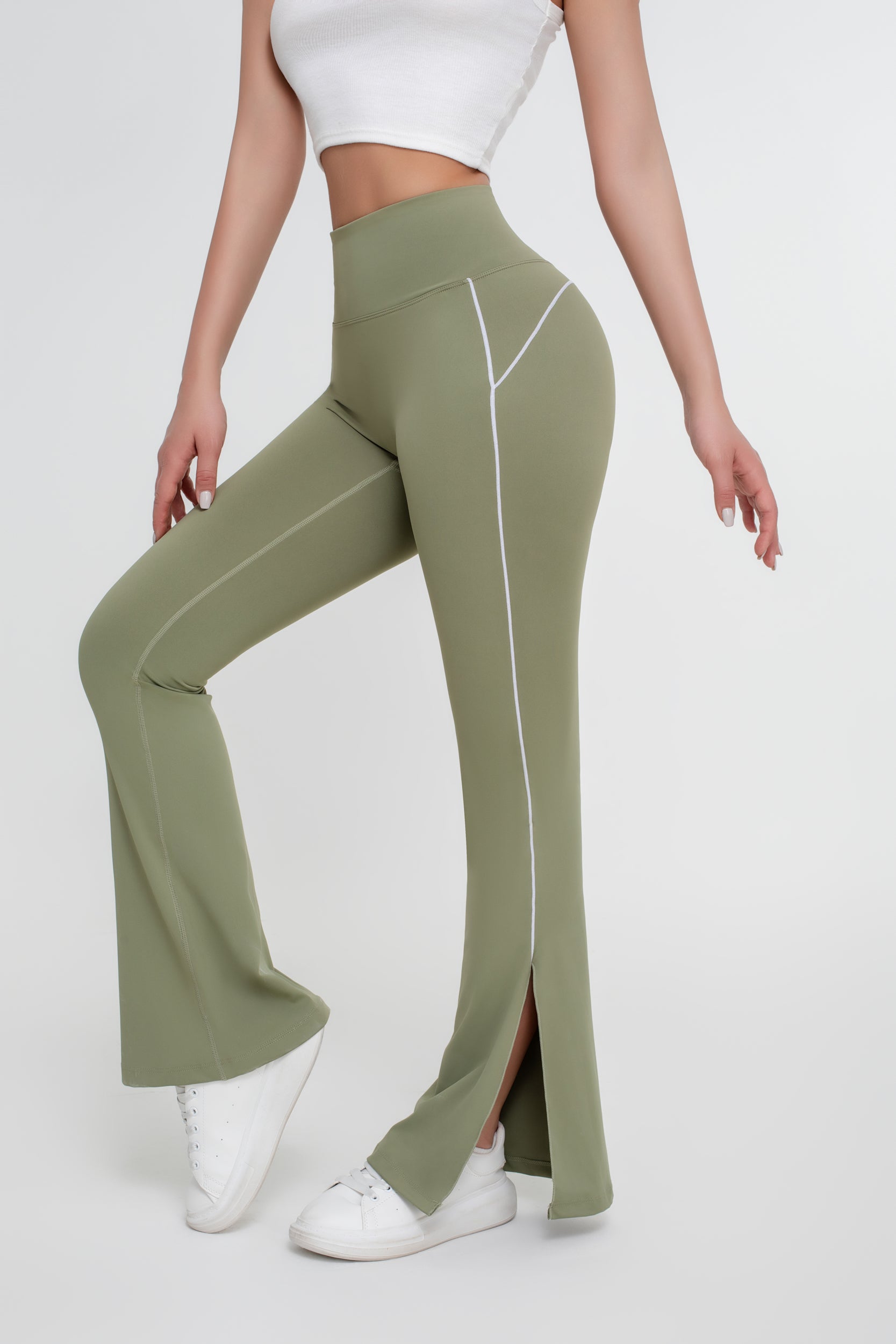 Pantalones ajustados de color liso para mujer - Jeleey