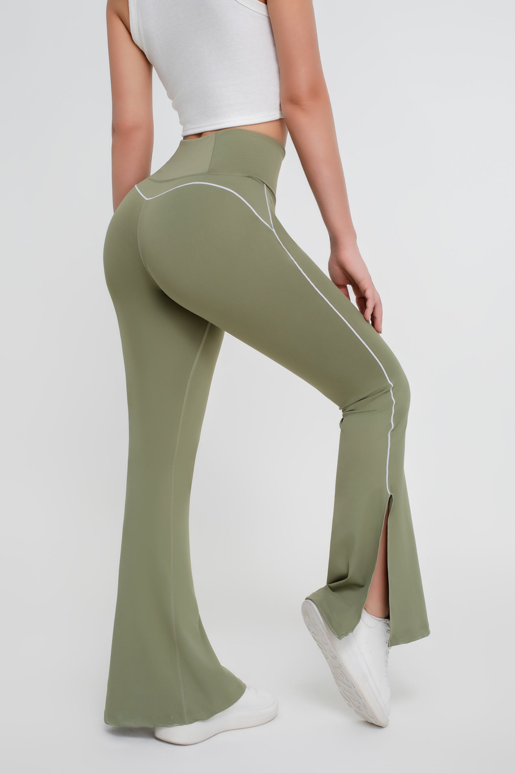 Pantalones ajustados de color liso para mujer - Jeleey