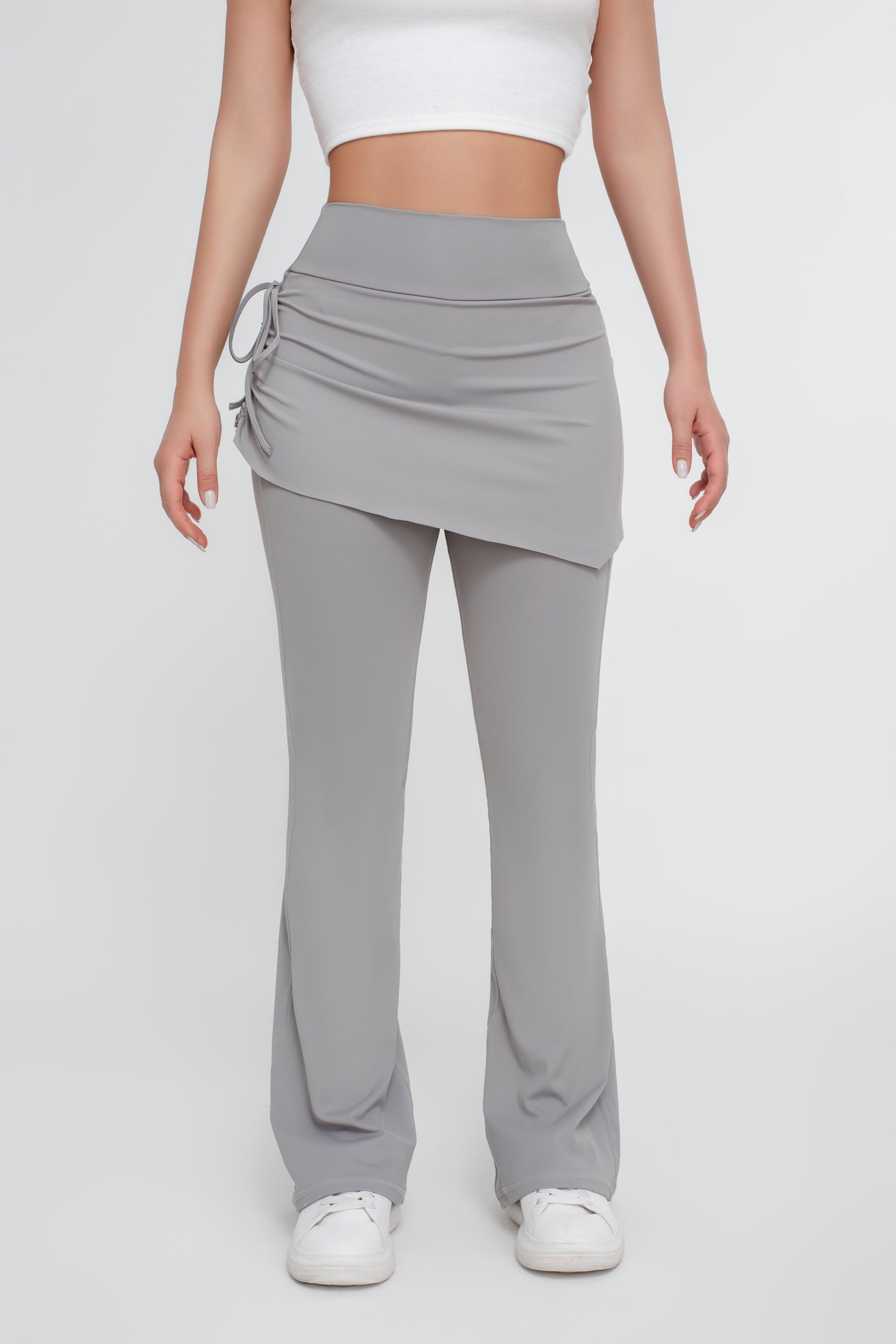 Pantalones deportivos acampanados de cintura alta con efecto lifting de cadera de dos piezas para mujer - Jeleey