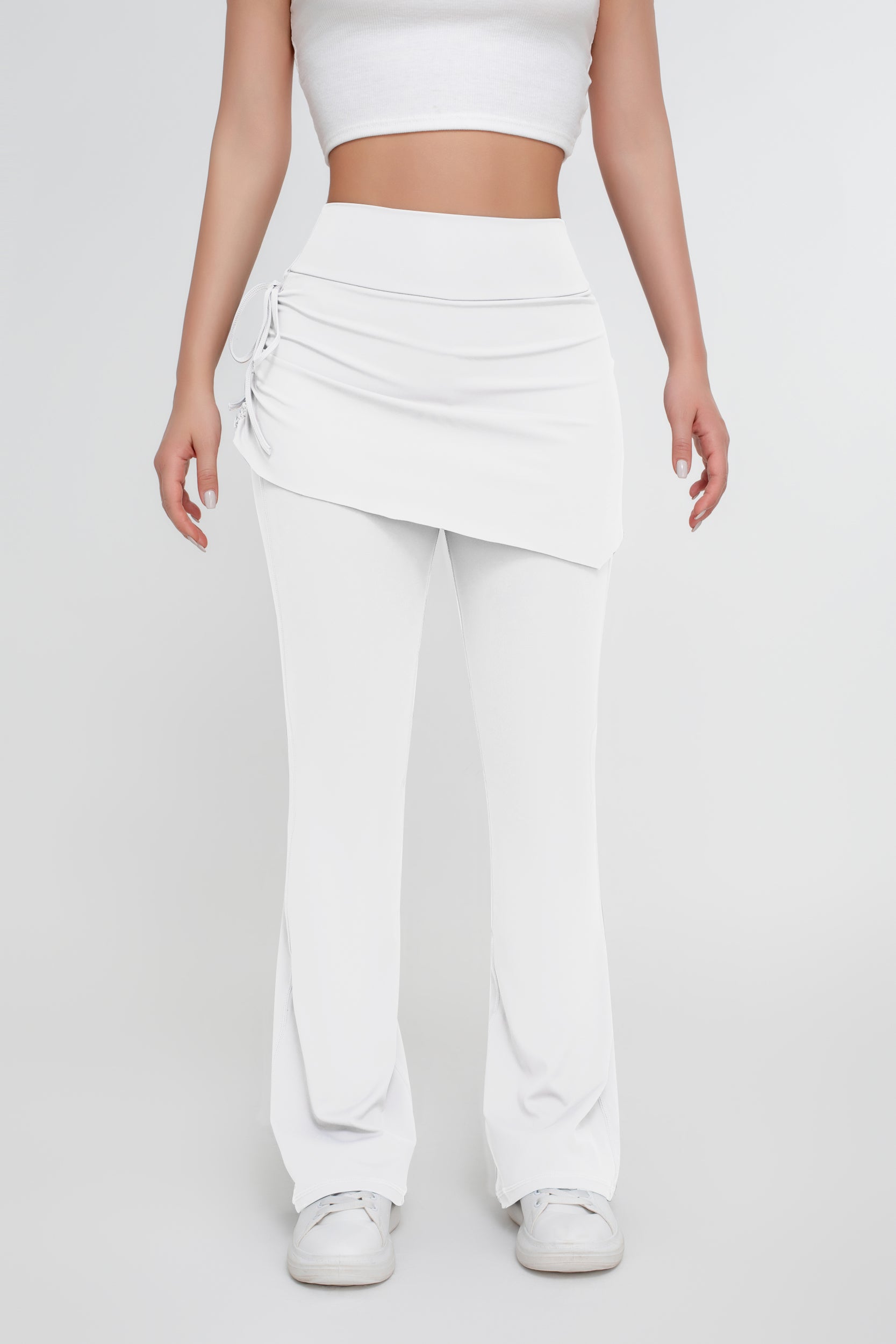 Pantalones deportivos acampanados de cintura alta con efecto lifting de cadera de dos piezas para mujer - Jeleey