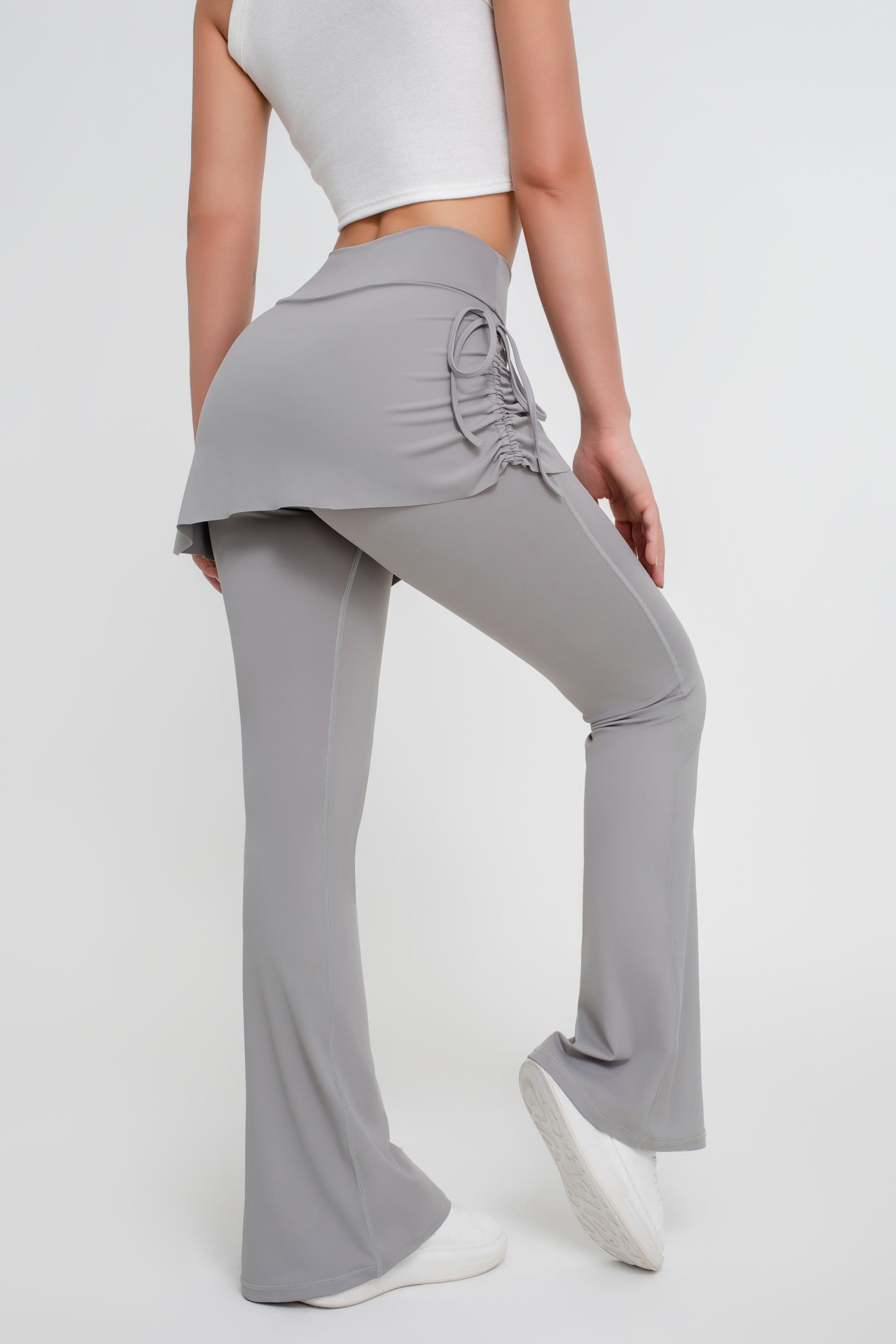 Pantalones deportivos acampanados de cintura alta con efecto lifting de cadera de dos piezas para mujer - Jeleey