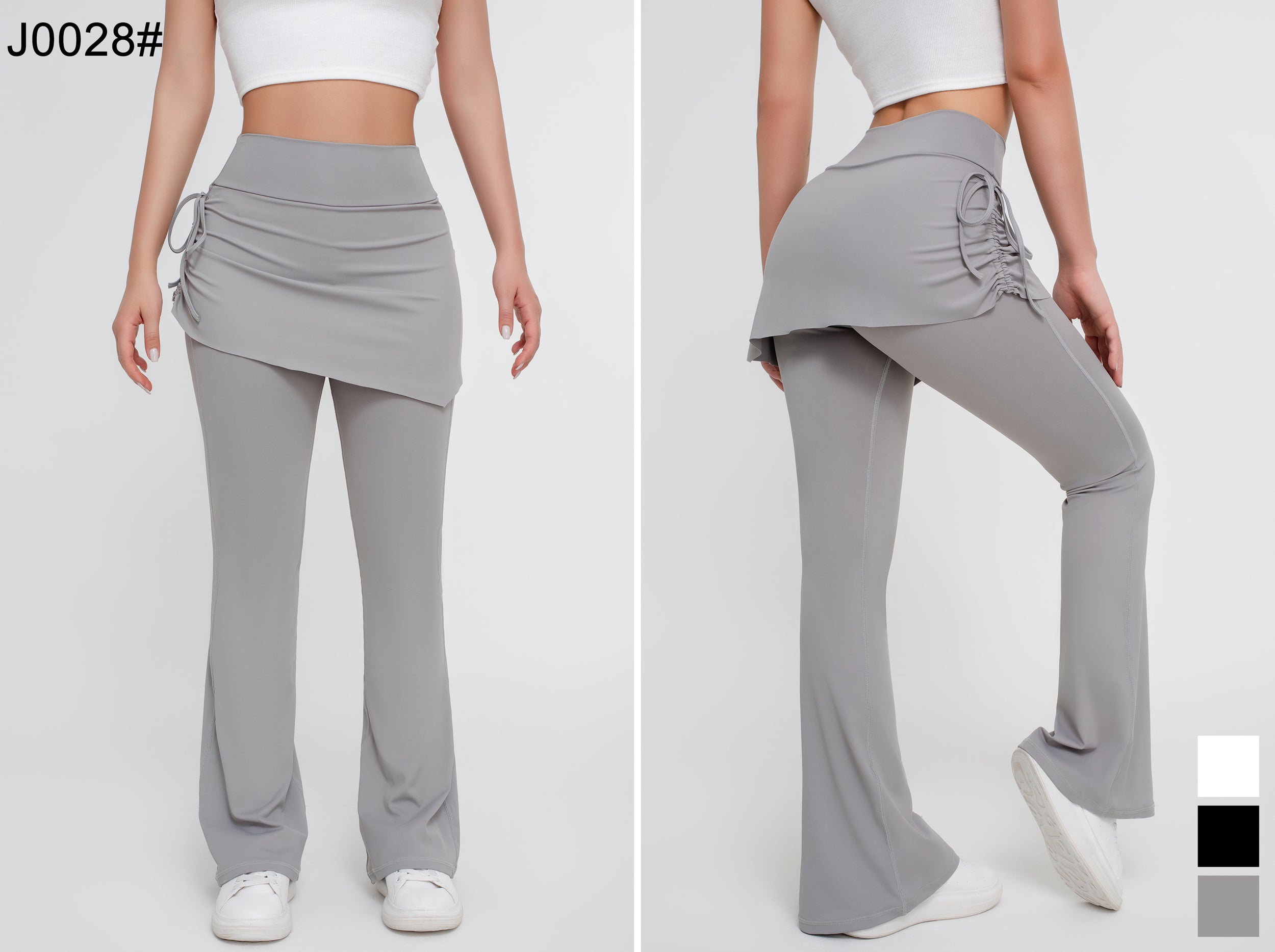 Pantalones deportivos acampanados de cintura alta con efecto lifting de cadera de dos piezas para mujer - Jeleey