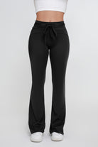 Pantalones acampanados elásticos de cintura alta con lazo en la espalda y control de abdomen para mujer - Jeleey