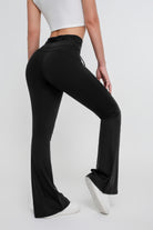 Pantalones acampanados elásticos de cintura alta con lazo en la espalda y control de abdomen para mujer - Jeleey