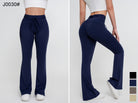 Pantalones acampanados elásticos de cintura alta con lazo en la espalda y control de abdomen para mujer - Jeleey