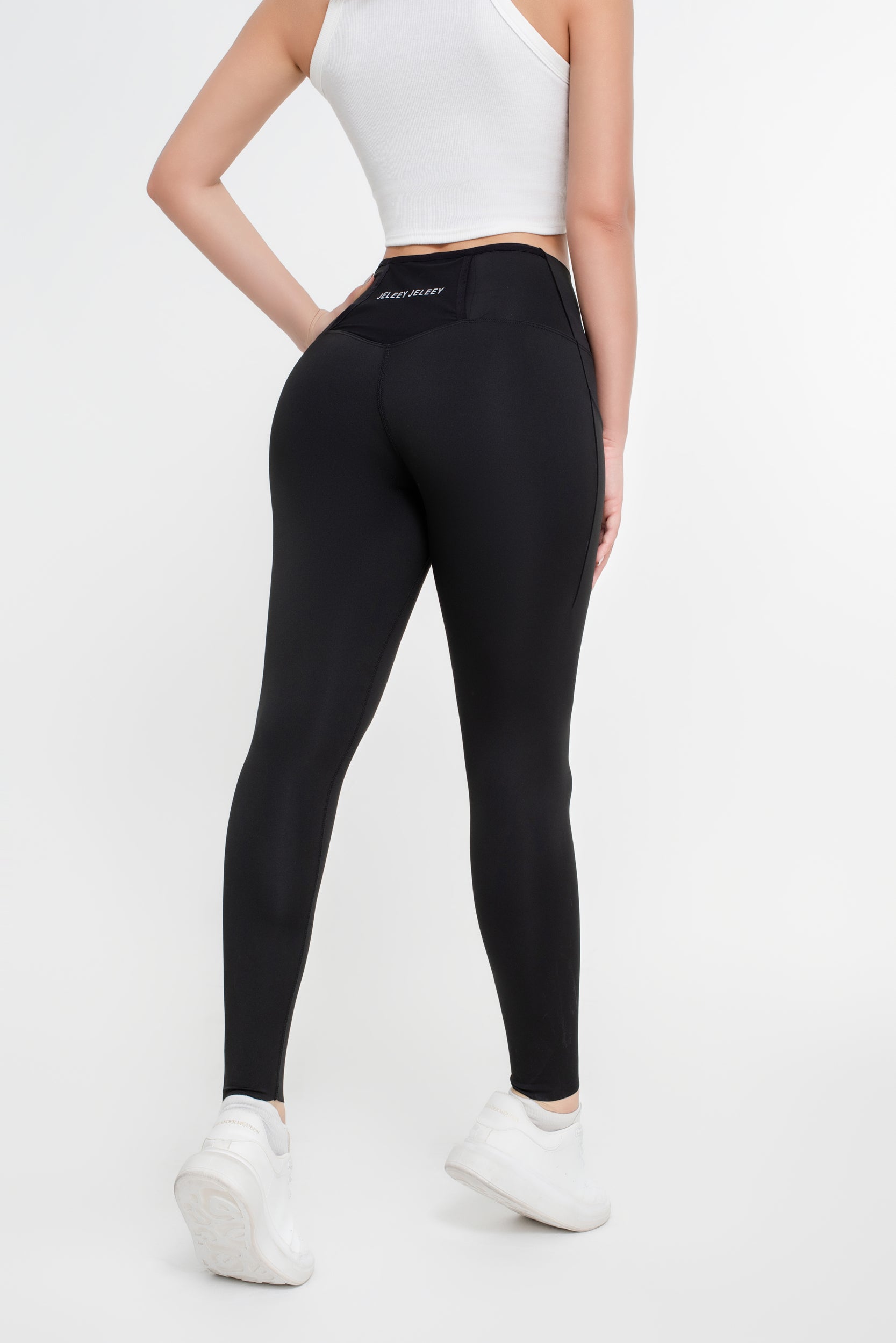 Pantalones de yoga deportivos de alta elasticidad de color sólido para mujer - Jeleey
