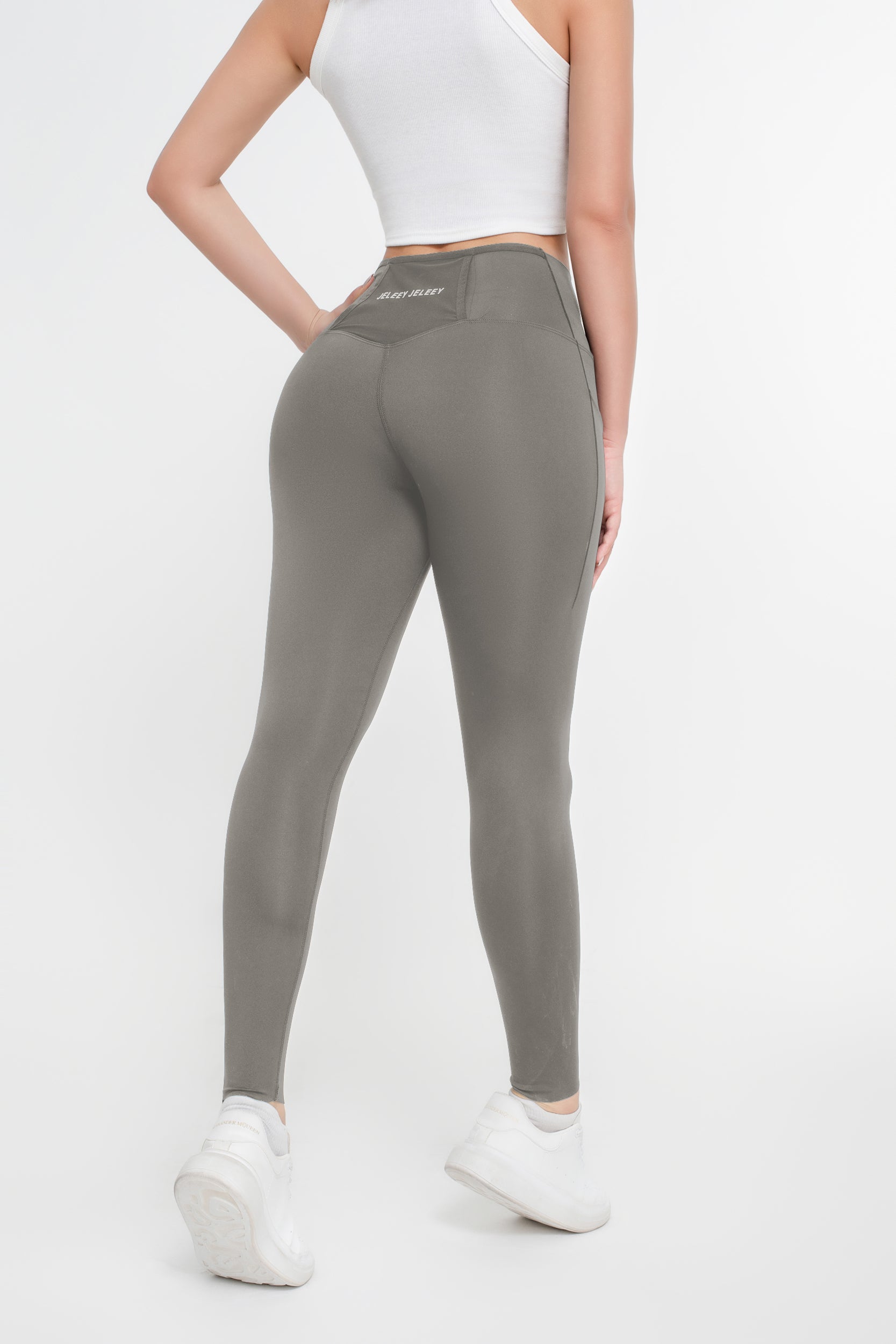 Pantalones de yoga deportivos de alta elasticidad de color sólido para mujer - Jeleey