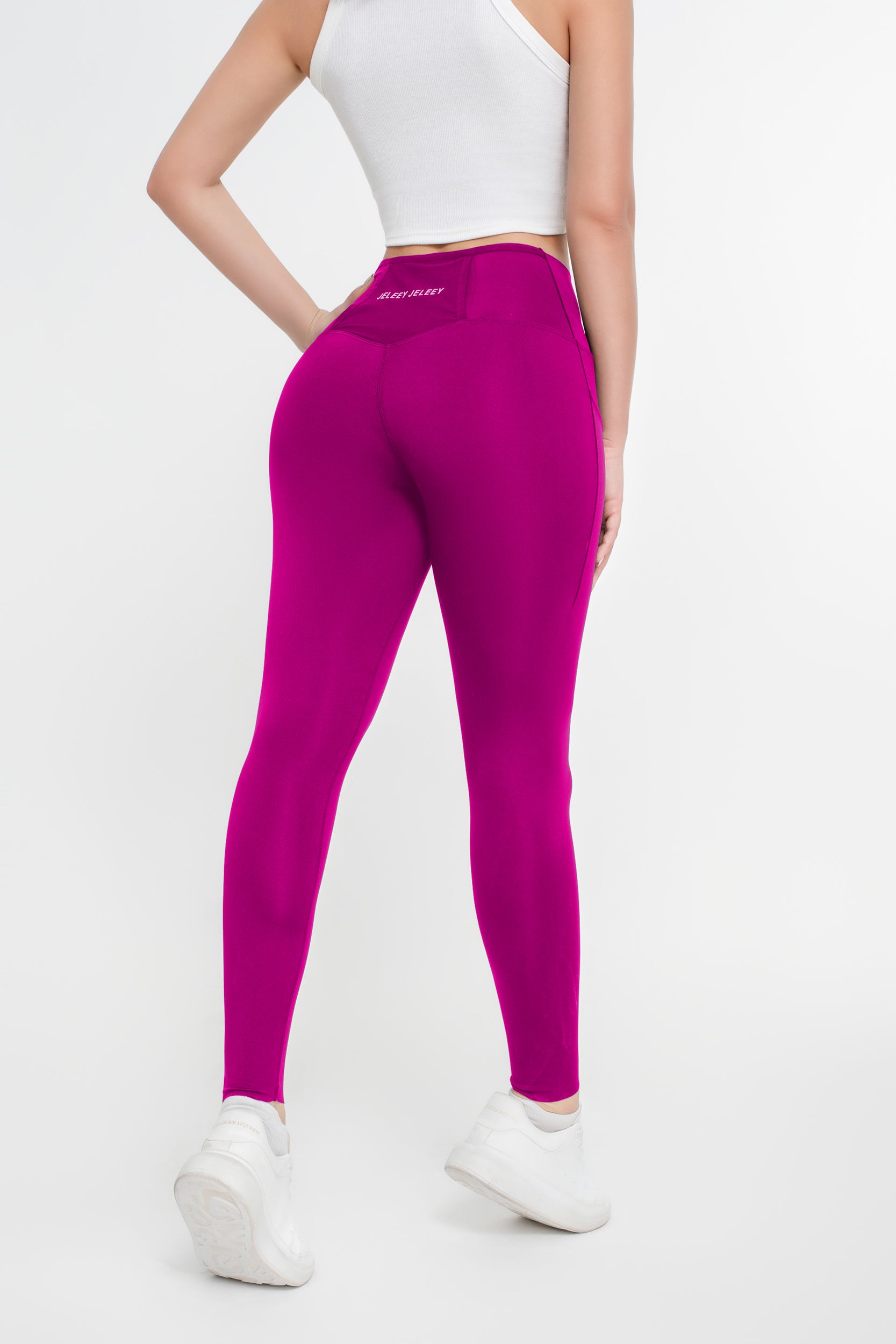 Pantalones de yoga deportivos de alta elasticidad de color sólido para mujer - Jeleey