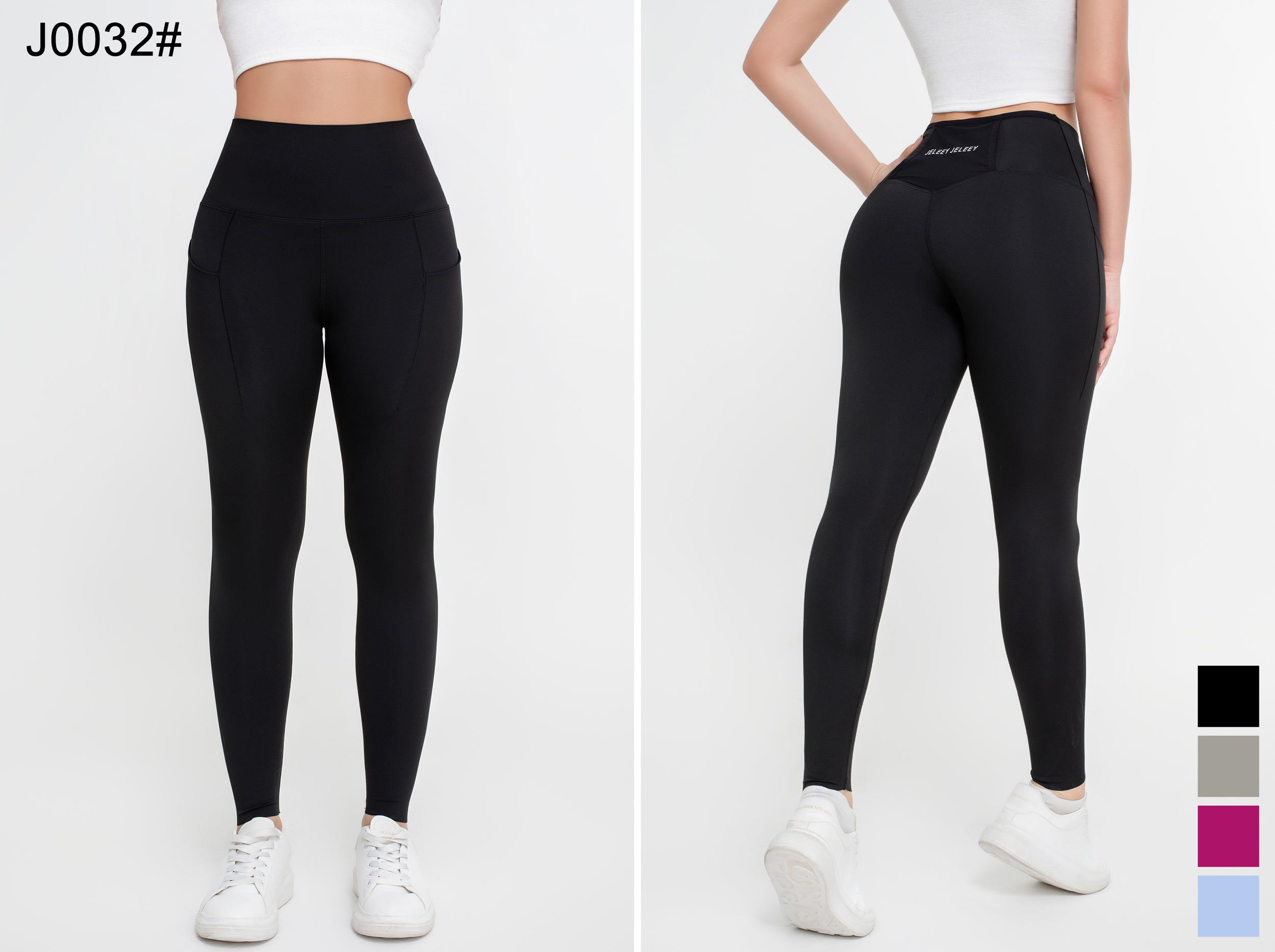 Pantalones de yoga deportivos de alta elasticidad de color sólido para mujer - Jeleey