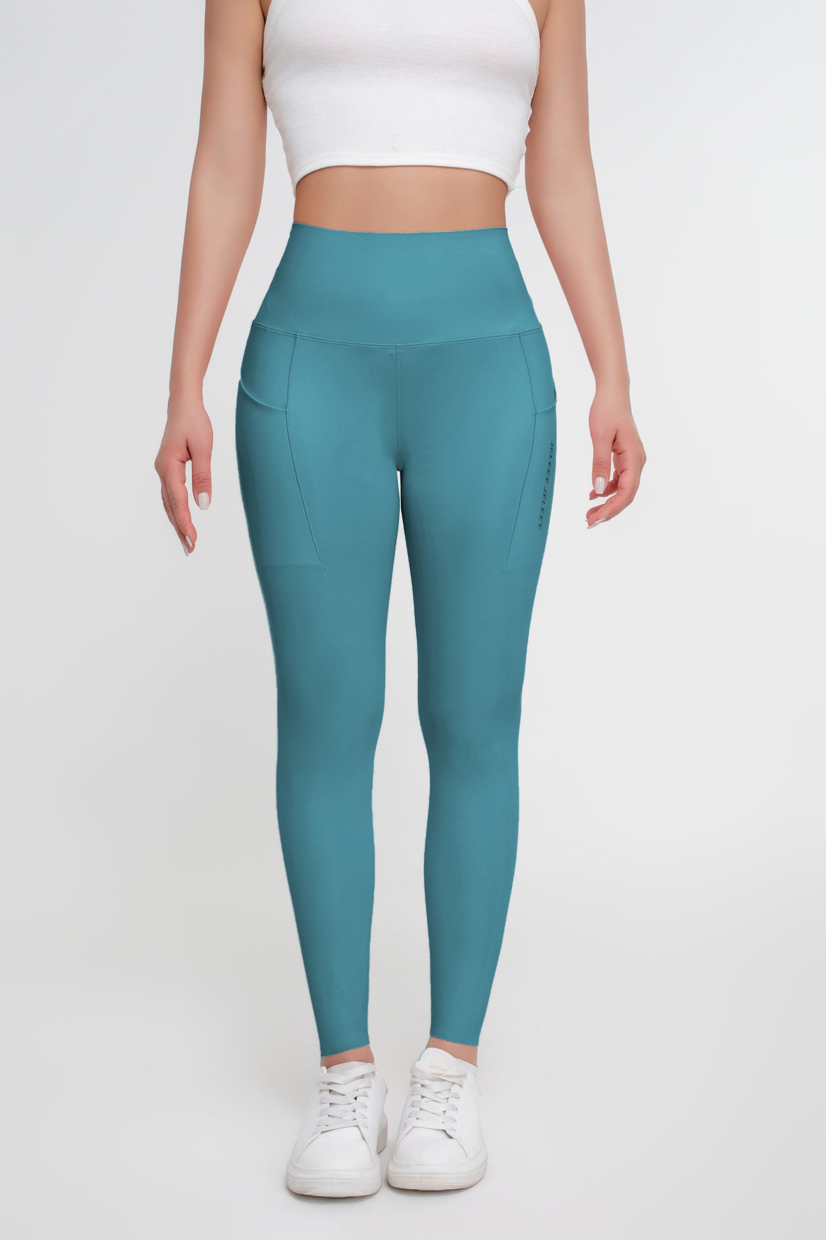 Pantalones de yoga de elevación a tope, alto bolsillo lateral elástico que adelgaza los pantalones deportivos de cintura alta - Jeleey