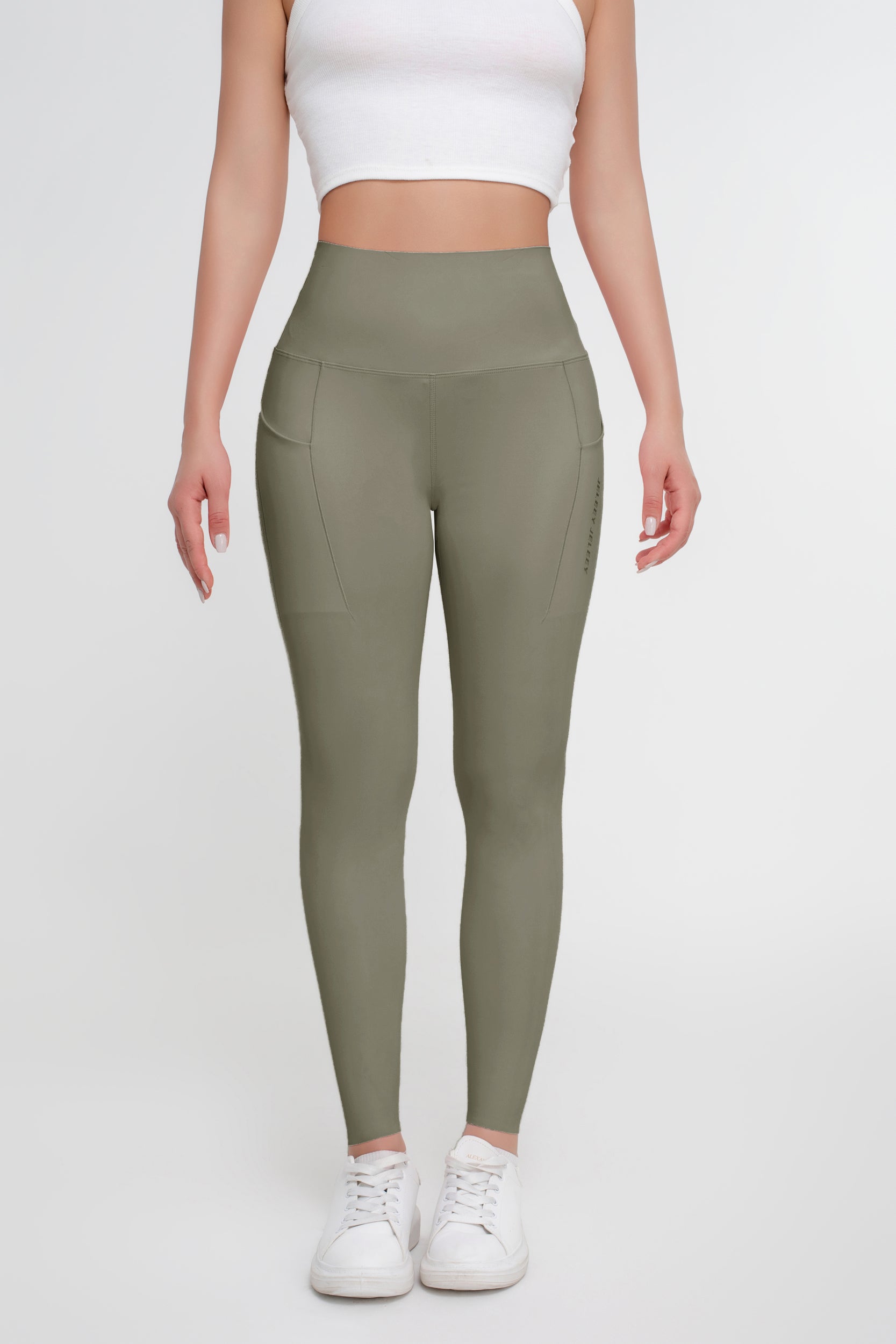 Pantalones de yoga de elevación a tope, alto bolsillo lateral elástico que adelgaza los pantalones deportivos de cintura alta - Jeleey