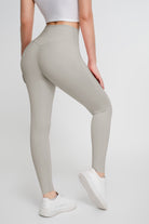 Pantalones de yoga de elevación a tope, alto bolsillo lateral elástico que adelgaza los pantalones deportivos de cintura alta - Jeleey