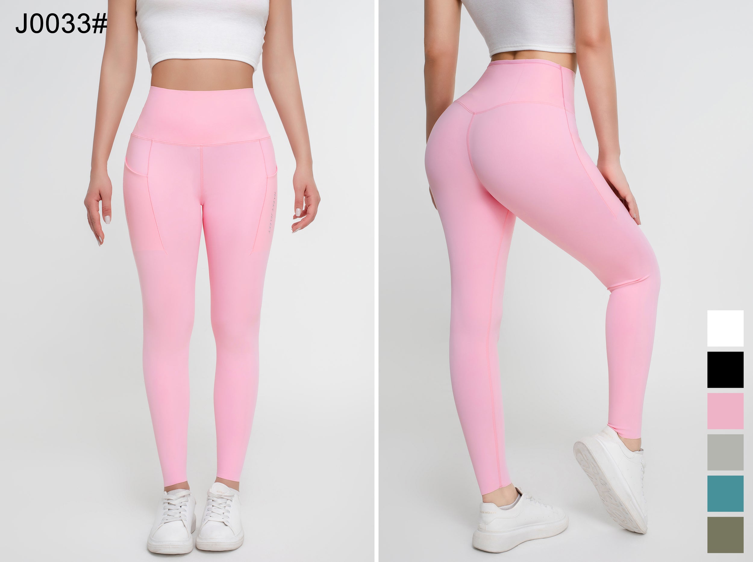 Pantalones de yoga de elevación a tope, alto bolsillo lateral elástico que adelgaza los pantalones deportivos de cintura alta - Jeleey