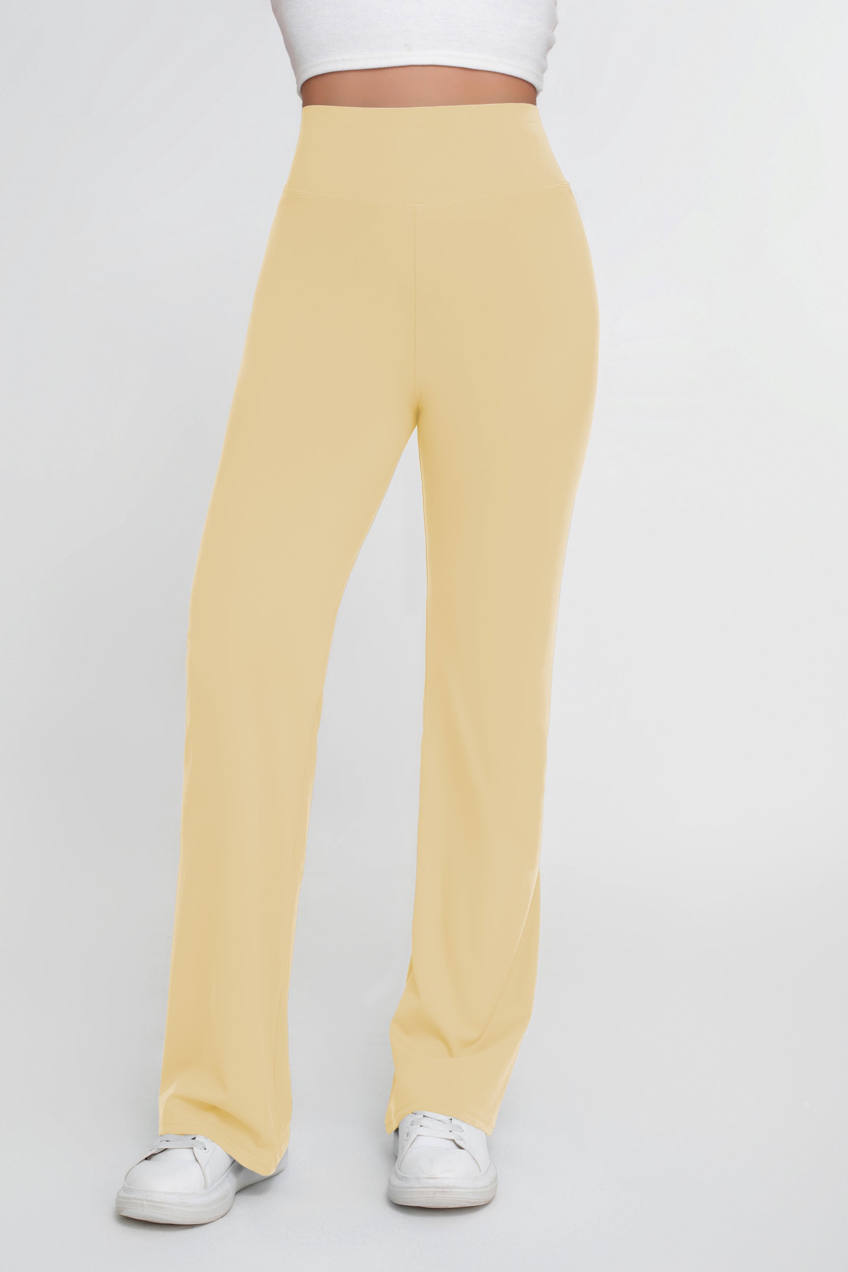 Pantalones de yoga deportivos de alta elasticidad de color sólido para mujer, pantalones acampanados - Jeleey