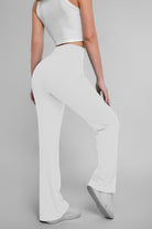 Pantalones de yoga deportivos de alta elasticidad de color sólido para mujer, pantalones acampanados - Jeleey