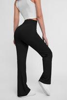 Pantalones de yoga deportivos de alta elasticidad de color sólido para mujer, pantalones acampanados - Jeleey