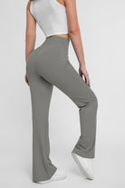 Pantalones de yoga deportivos de alta elasticidad de color sólido para mujer, pantalones acampanados - Jeleey