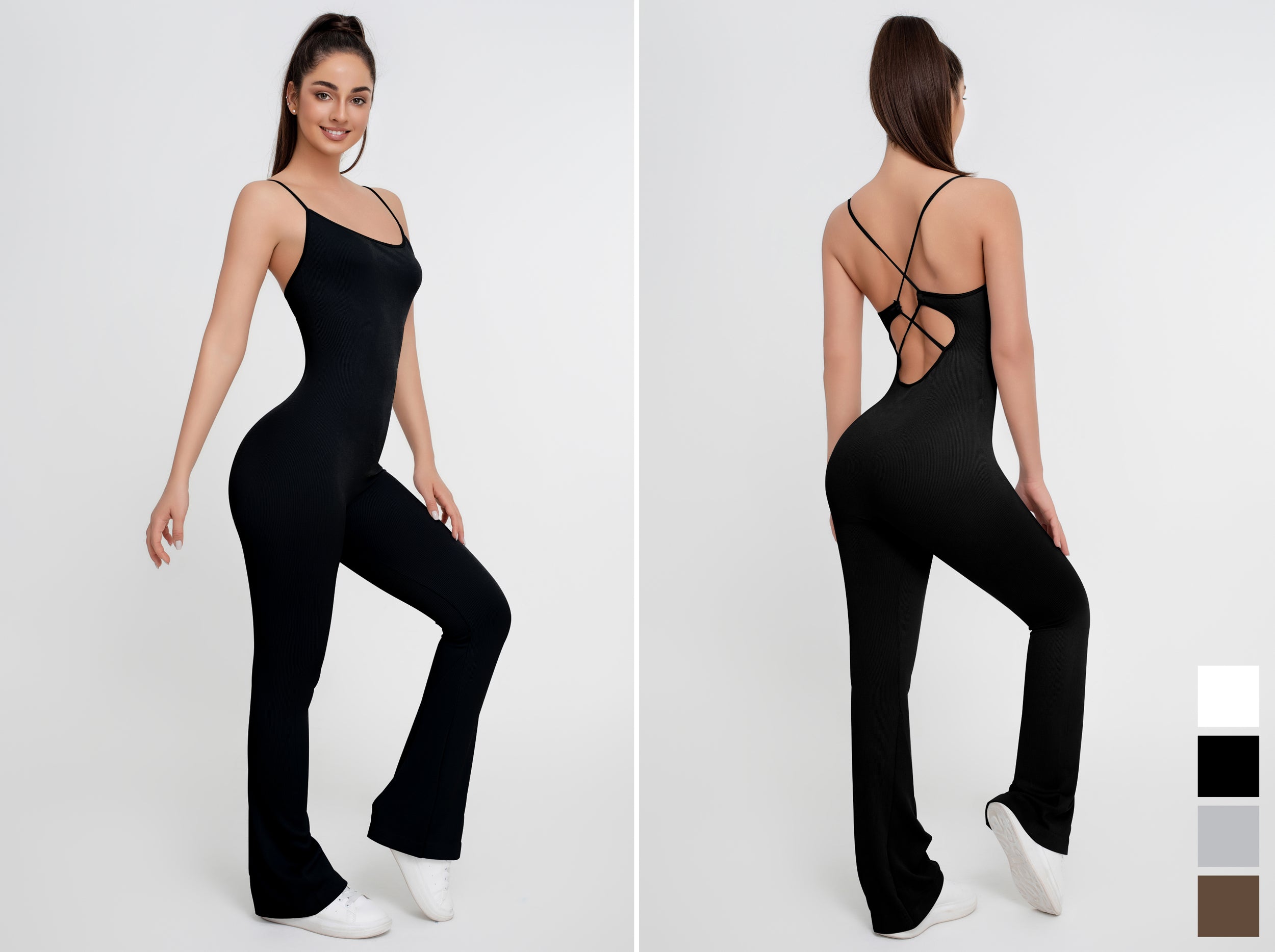 Mono de yoga de color liso para mujer - Jeleey