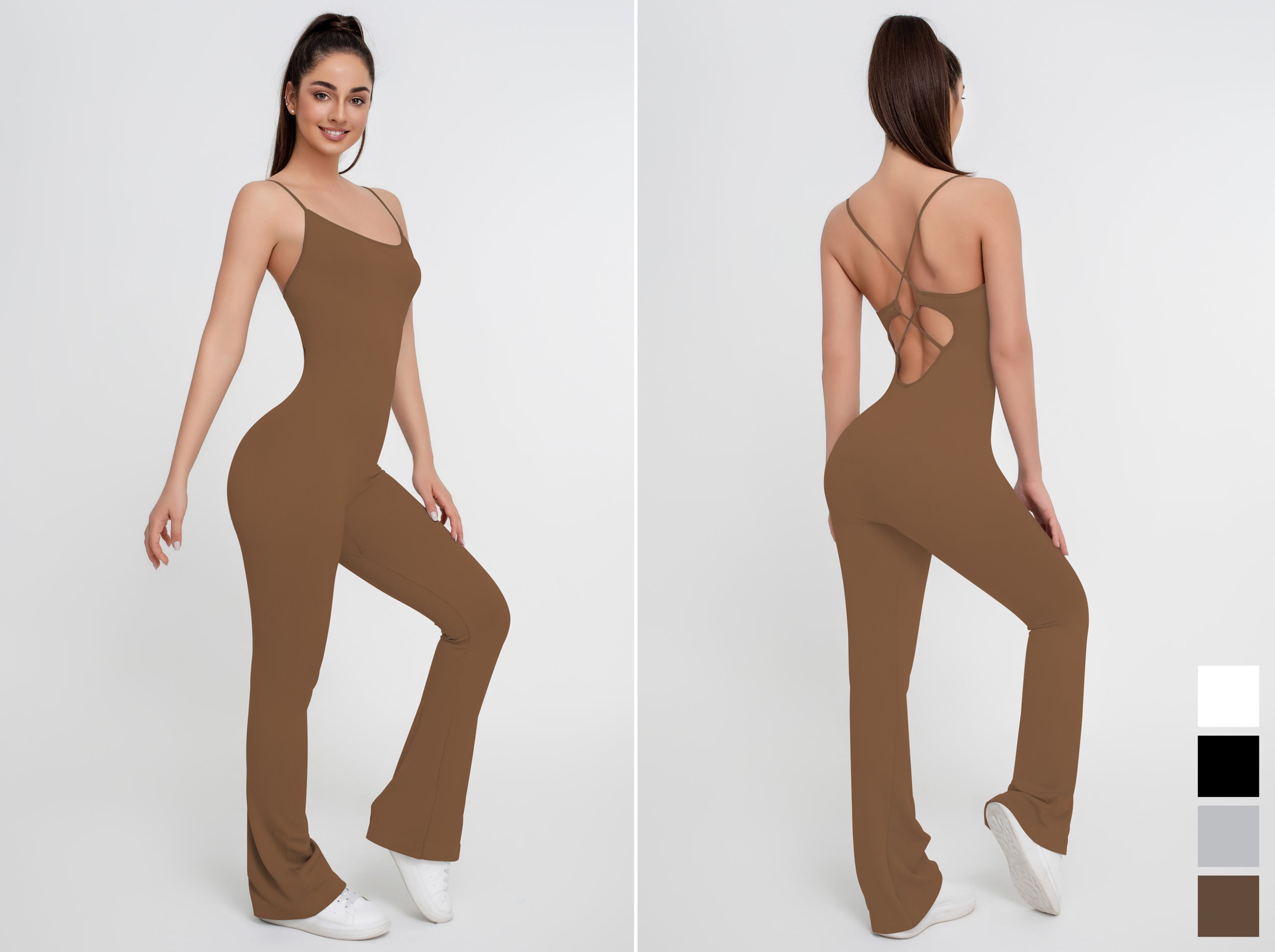 Mono de yoga de color liso para mujer - Jeleey