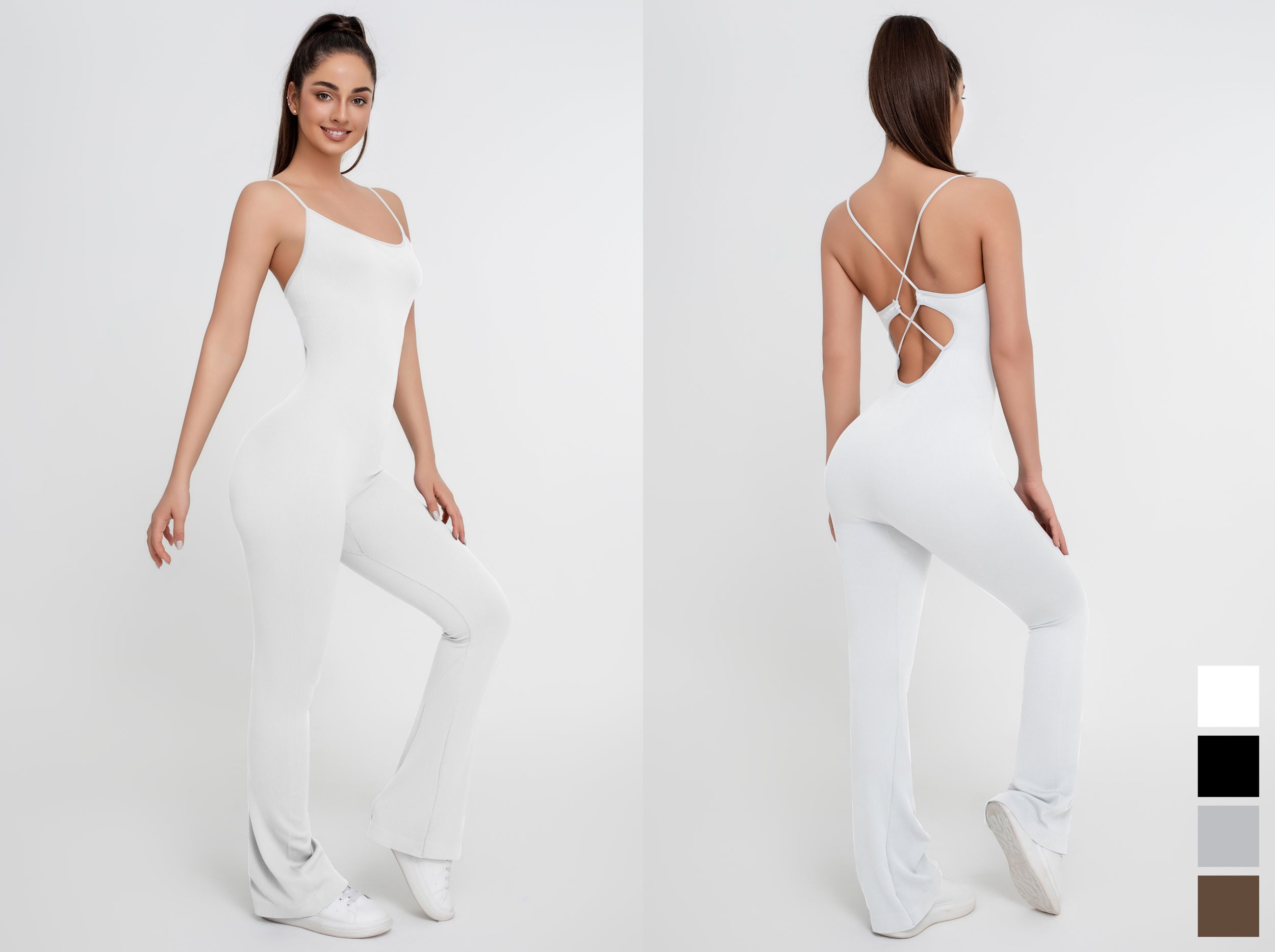 Mono de yoga de color liso para mujer - Jeleey
