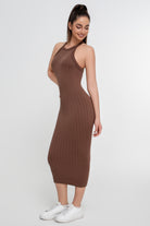 Vestido ajustado de color liso con tirantes de longitud media para mujer - Jeleey