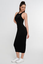 Vestido ajustado de color liso con tirantes de longitud media para mujer - Jeleey