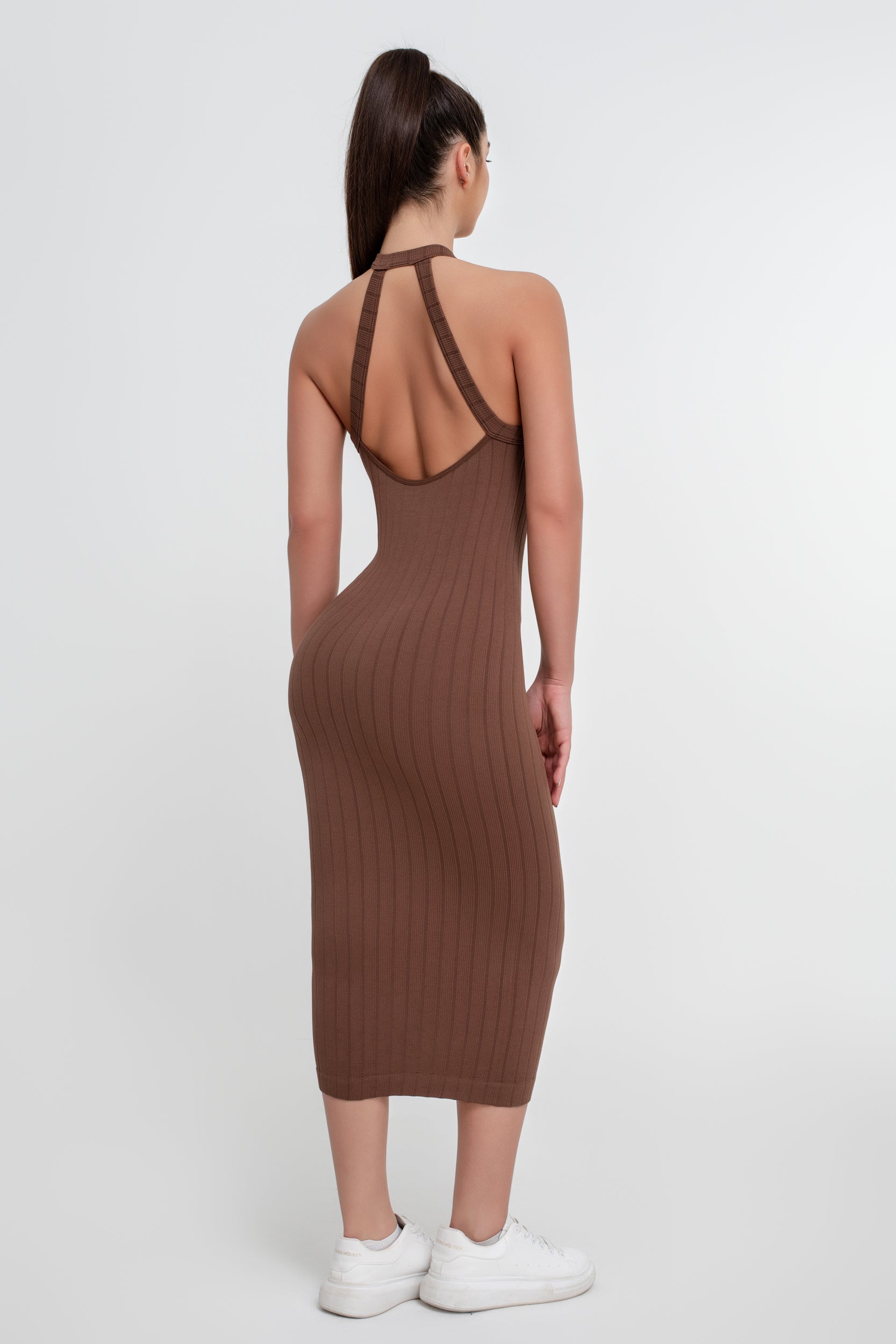 Vestido ajustado de color liso con tirantes de longitud media para mujer - Jeleey
