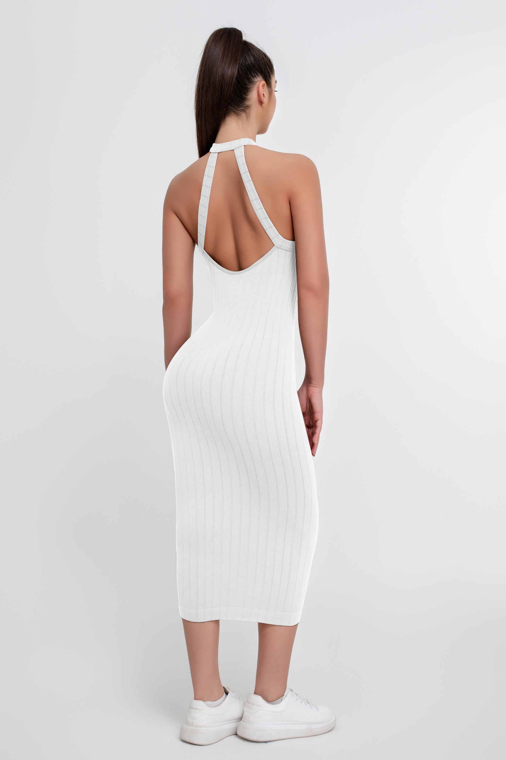 Vestido ajustado de color liso con tirantes de longitud media para mujer - Jeleey