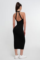 Vestido ajustado de color liso con tirantes de longitud media para mujer - Jeleey
