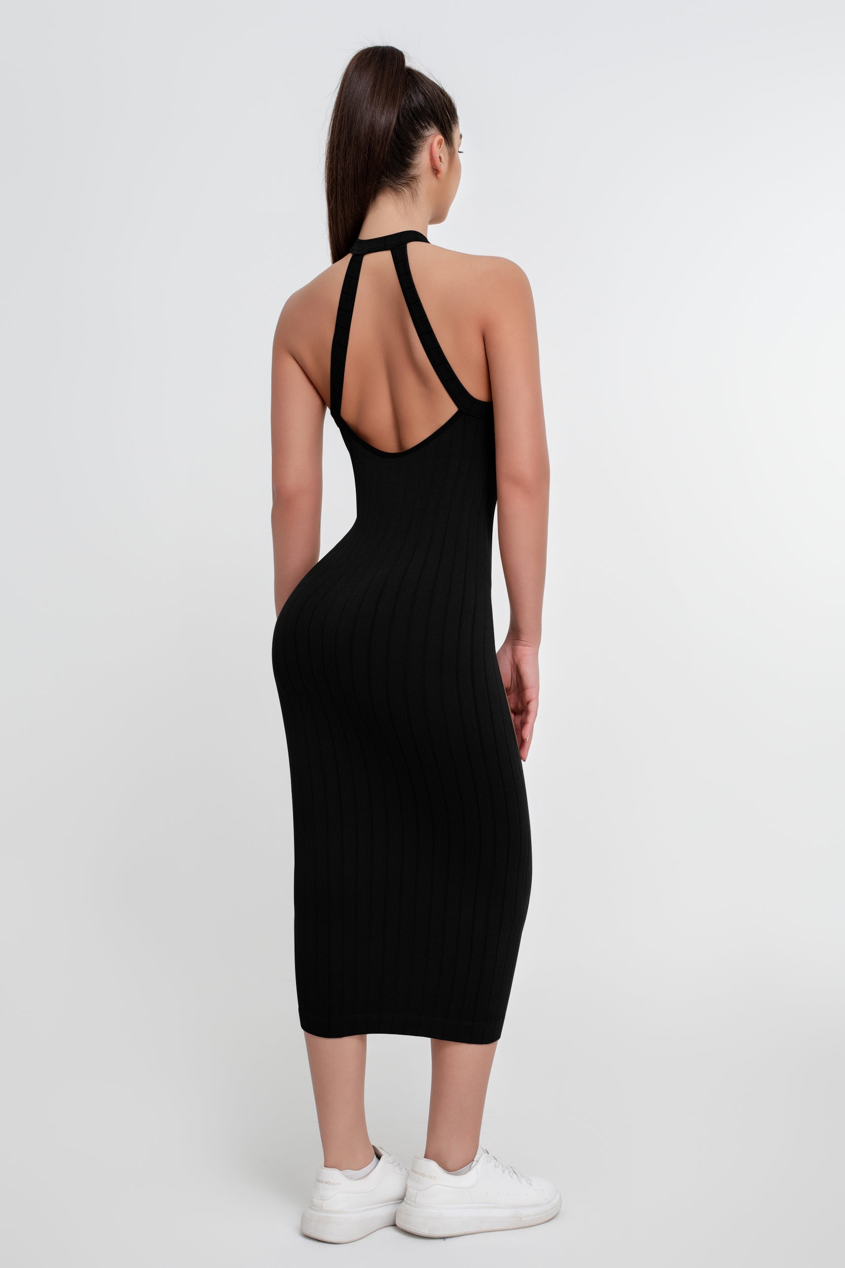 Vestido ajustado de color liso con tirantes de longitud media para mujer - Jeleey