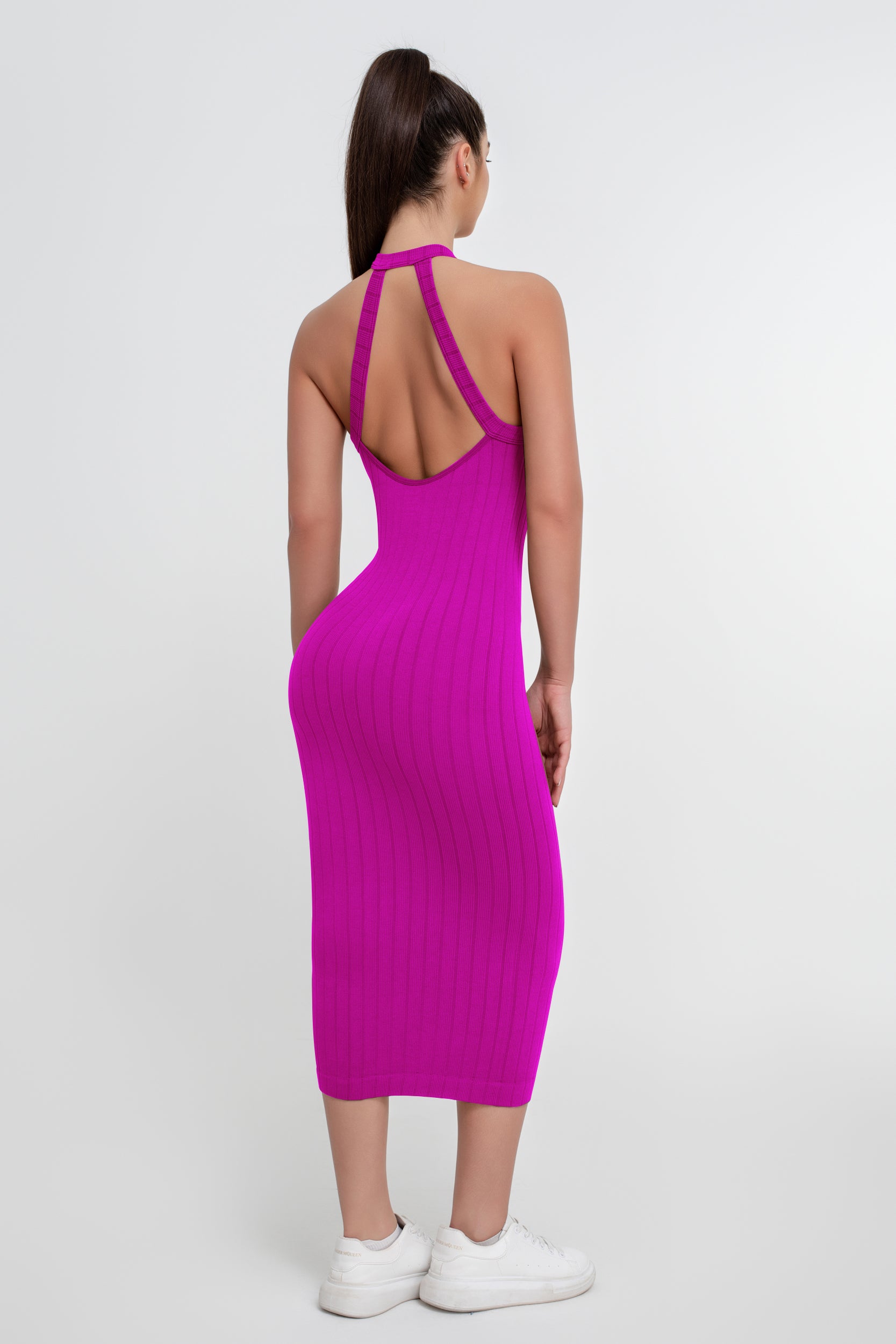 Vestido ajustado de color liso con tirantes de longitud media para mujer - Jeleey